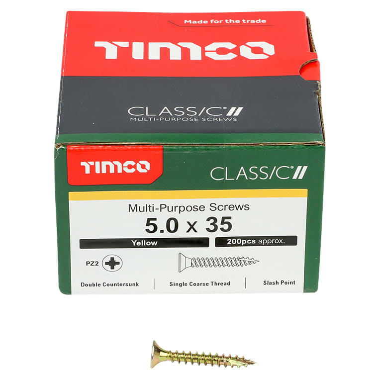 Classic Pozi Countersunk Wood Screws - 5.0 x 35mm - Yellow Zinc - Pack of 200 - view 3