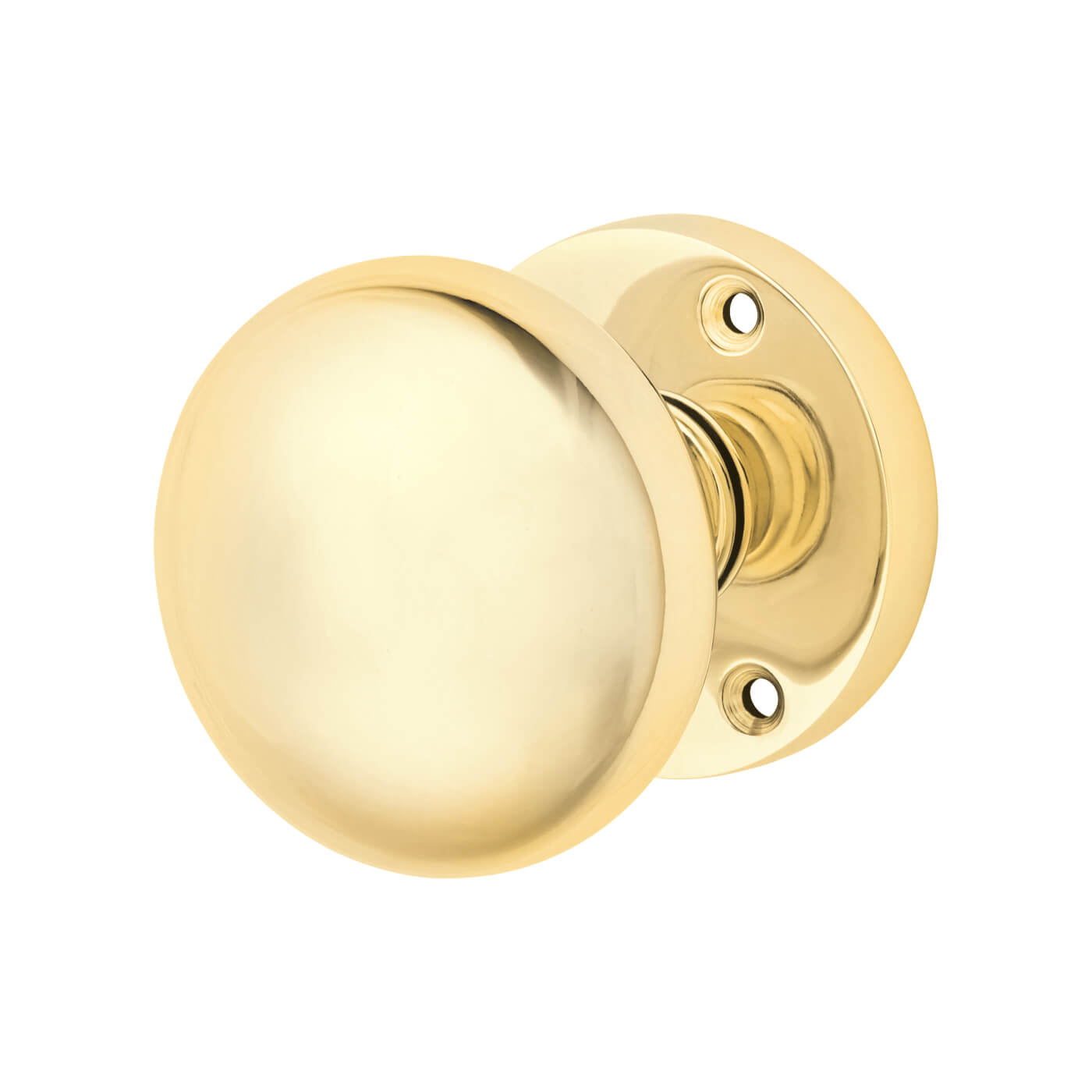 Polished Brass Round Mortice Door Knob - 58mm Rose Diameter - view 2