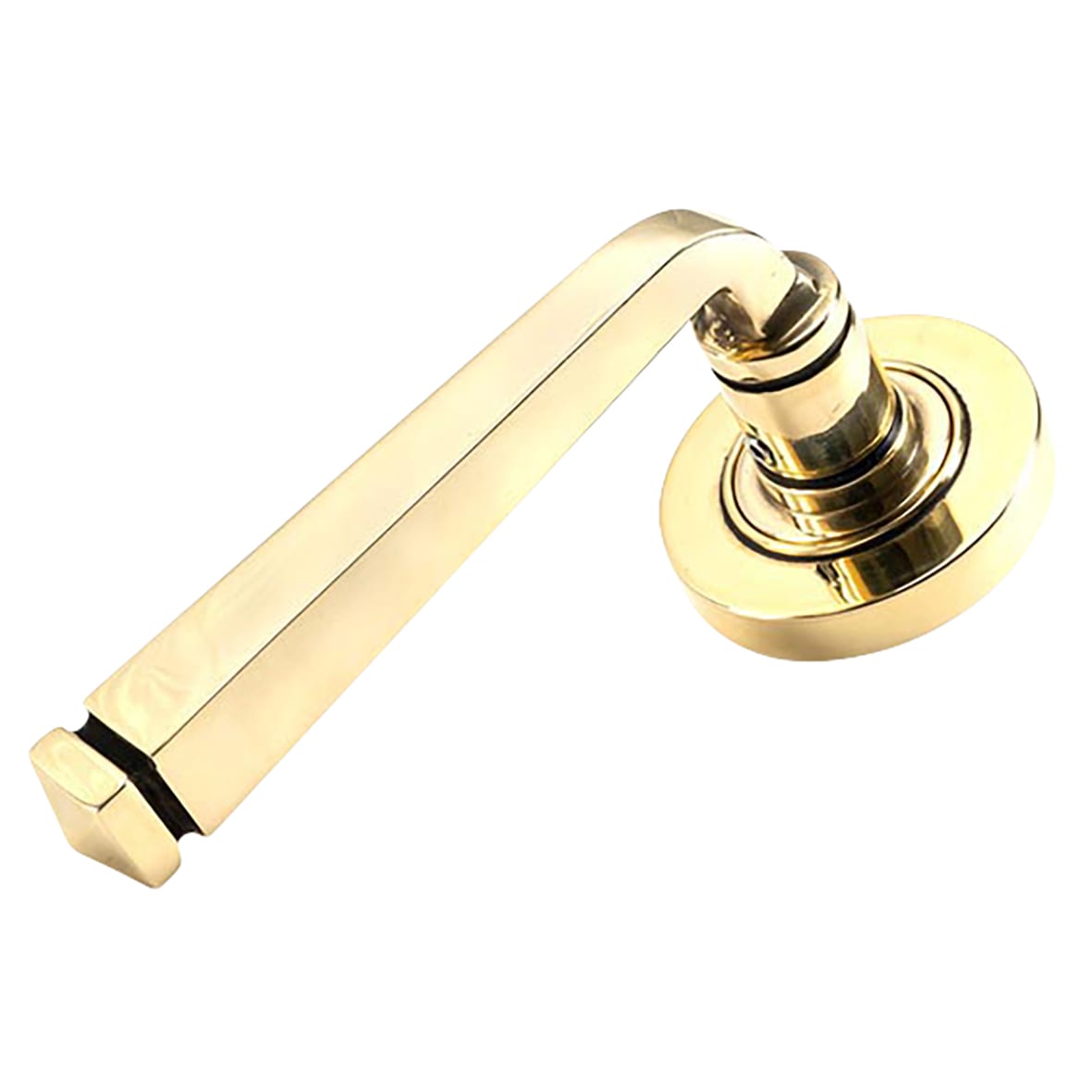 Aged Brass Door Handles on Round Rose - Avon Range - view 2