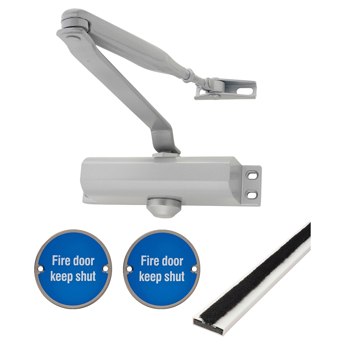 Light Duty Euro Lock Door Handle on Backplate Fire Door Kit - Size 3 - Push/Pull - Satin Stainless - view 5