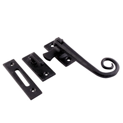 Blacksmith Pig Tail Mortice & Hook Plate Window Fastener - Reversible - Antique Black - view 2