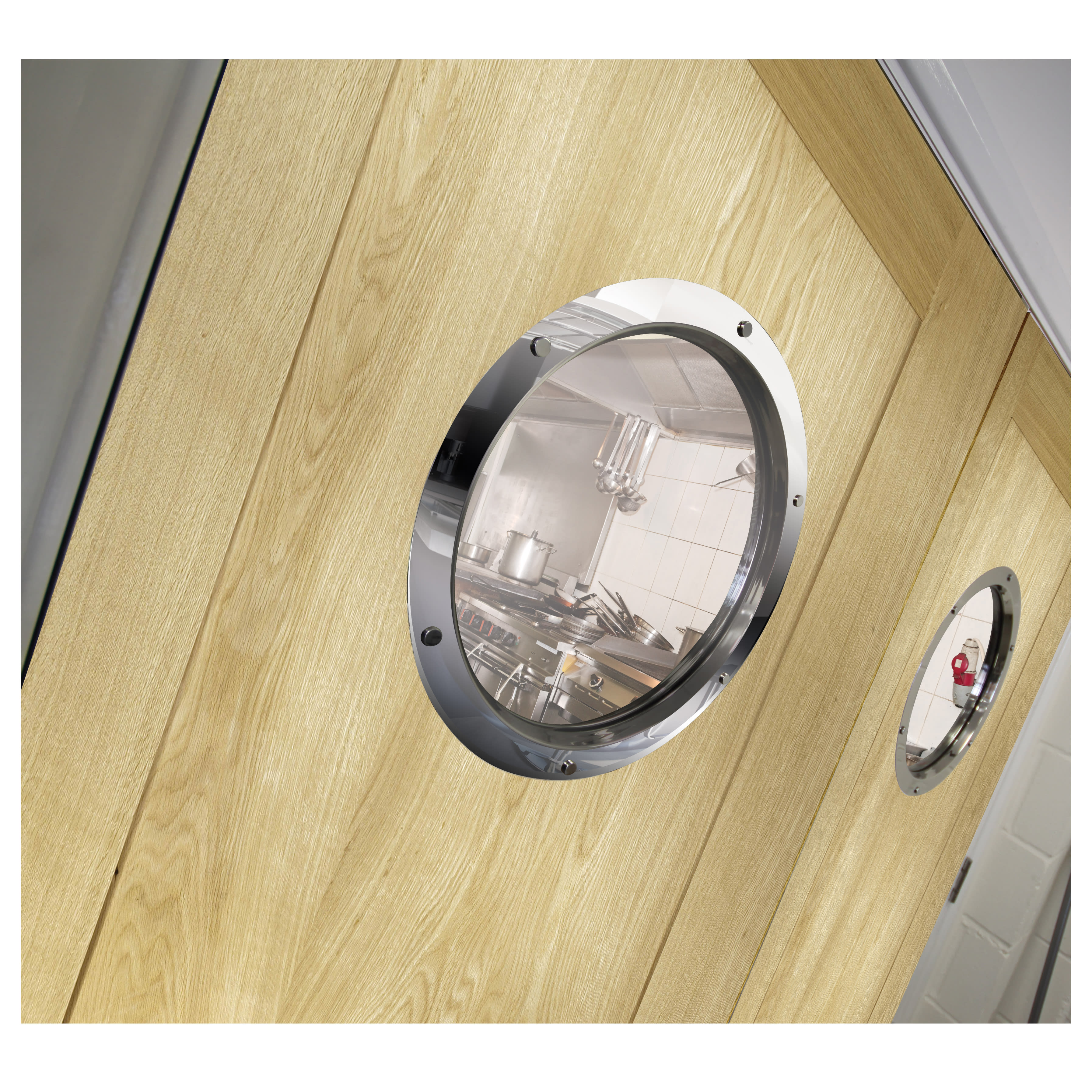Single Glazed Round Vision Panel - 288mm Diameter - Polished Stainless Steel - view 3