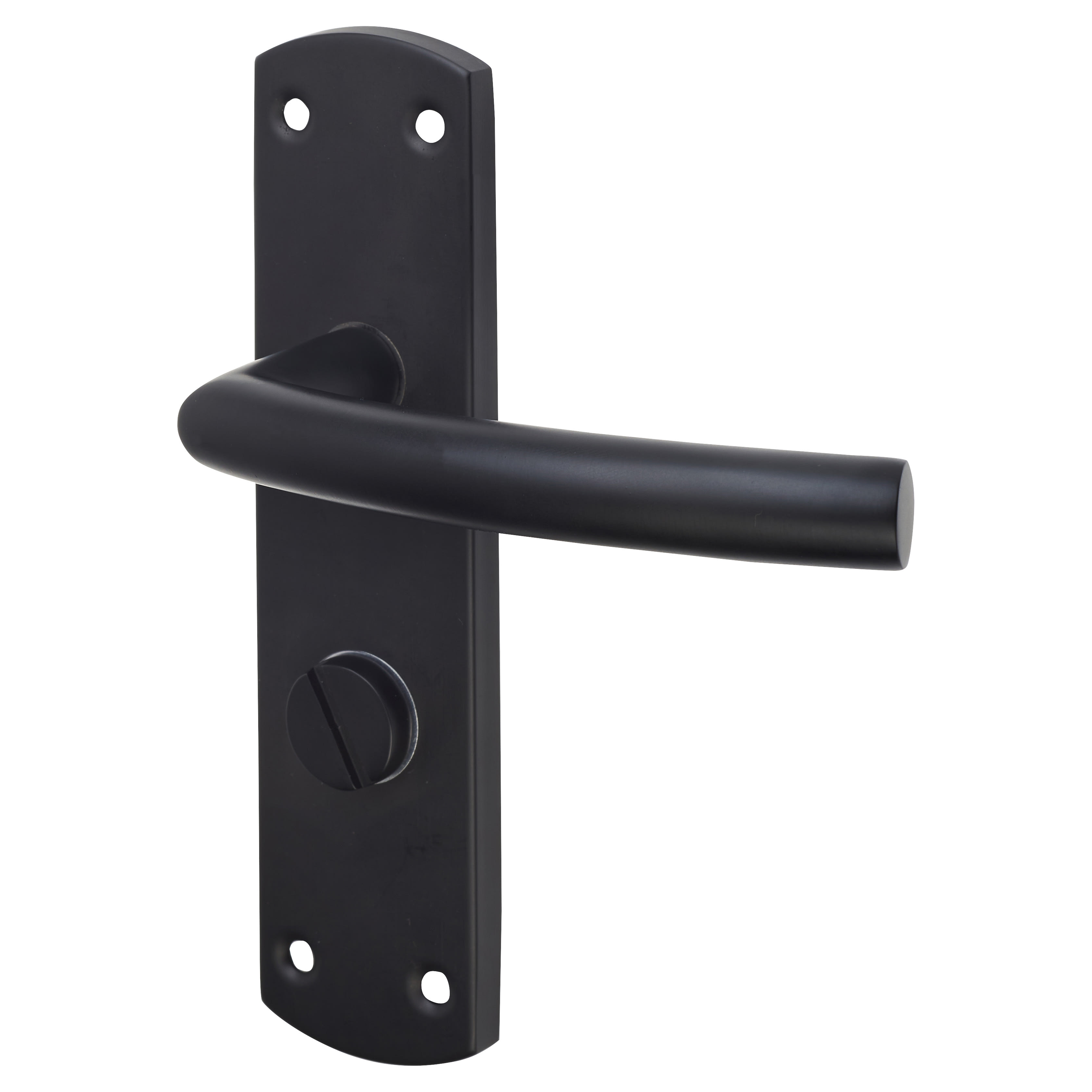 Matt Black Arched Bathroom Door Handles - 172 x 44mm - LH - view 2