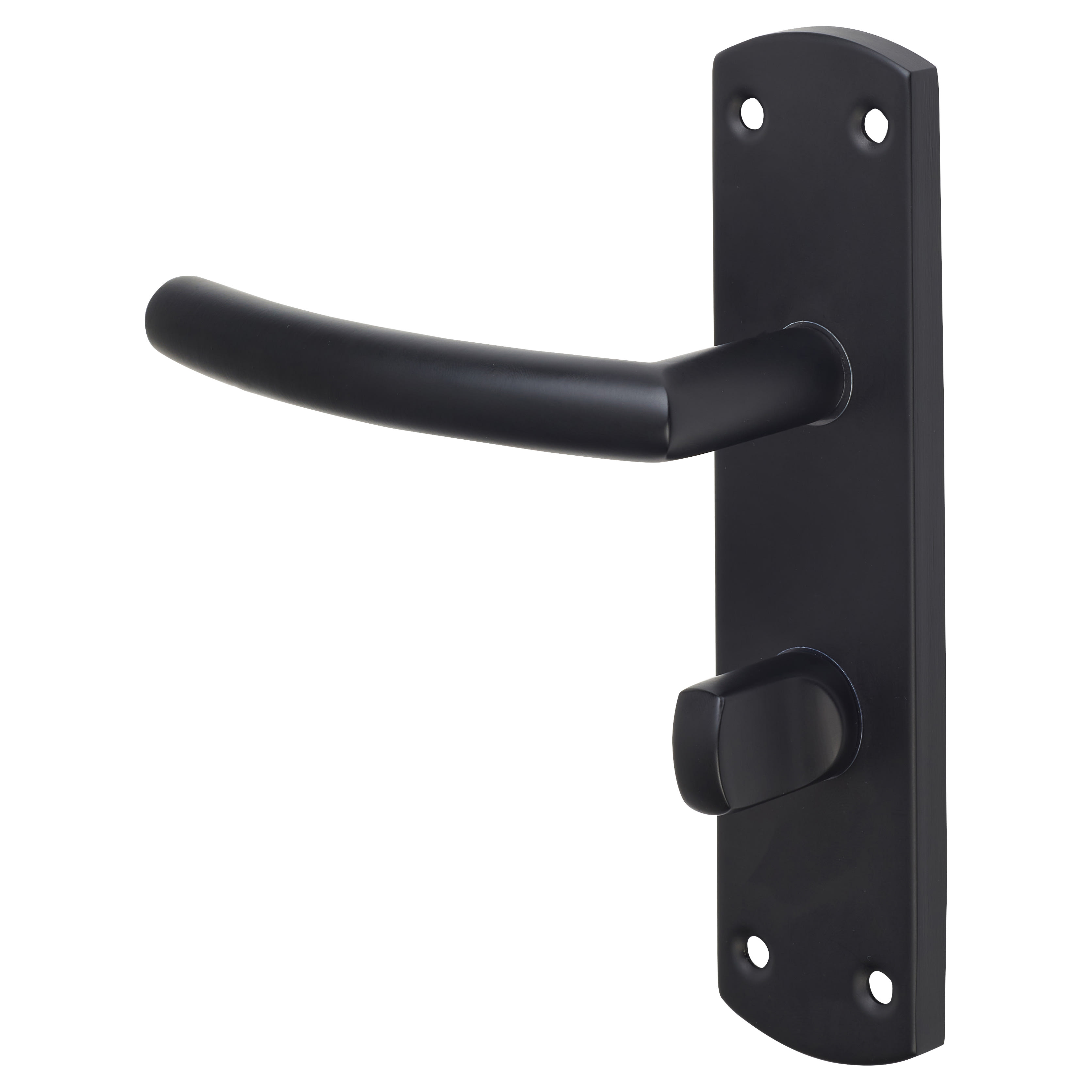 Matt Black Arched Bathroom Door Handles - 172 x 44mm - LH - view 3