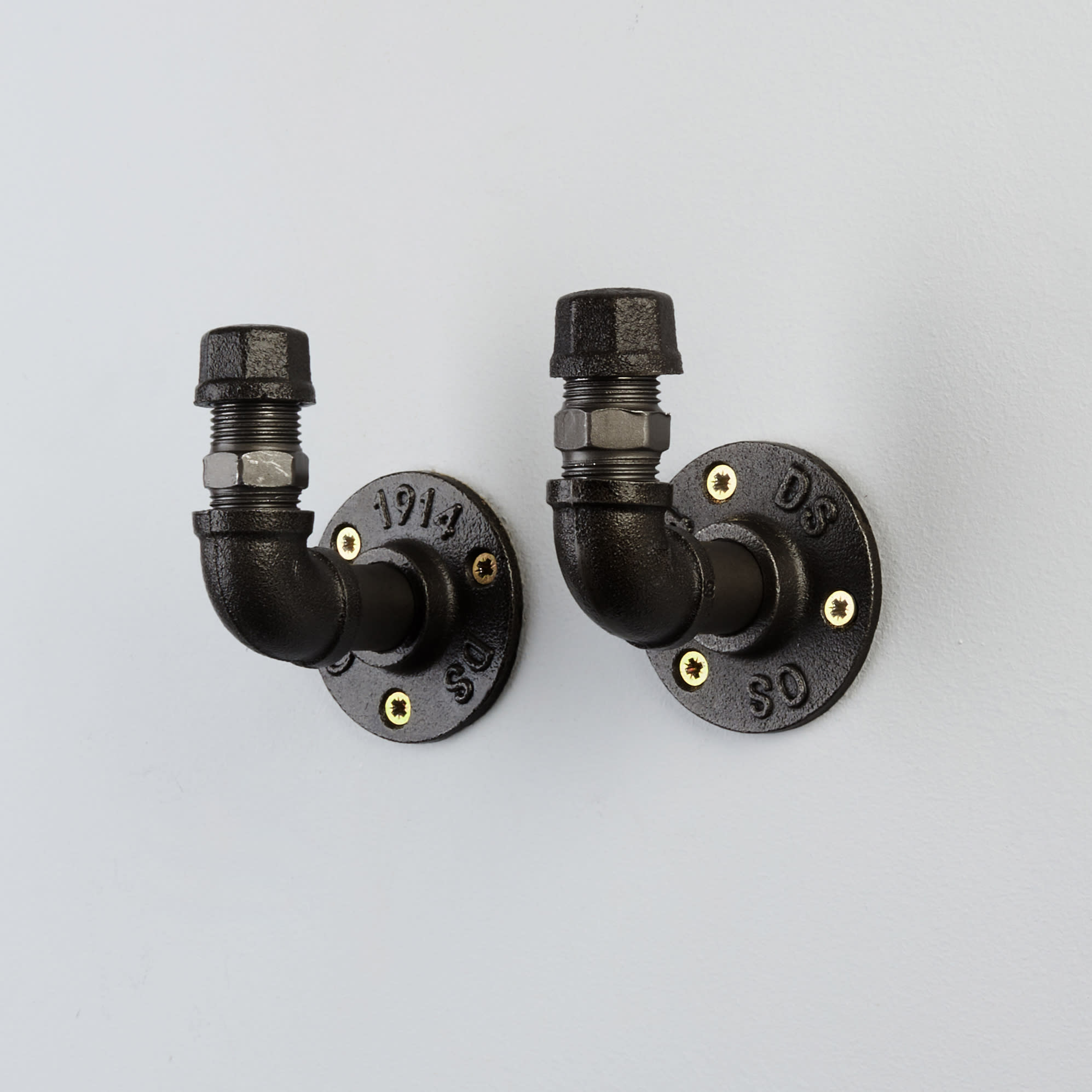 1/2" Pipe Style Coat Hooks - Black - Pack of 2 - view 2
