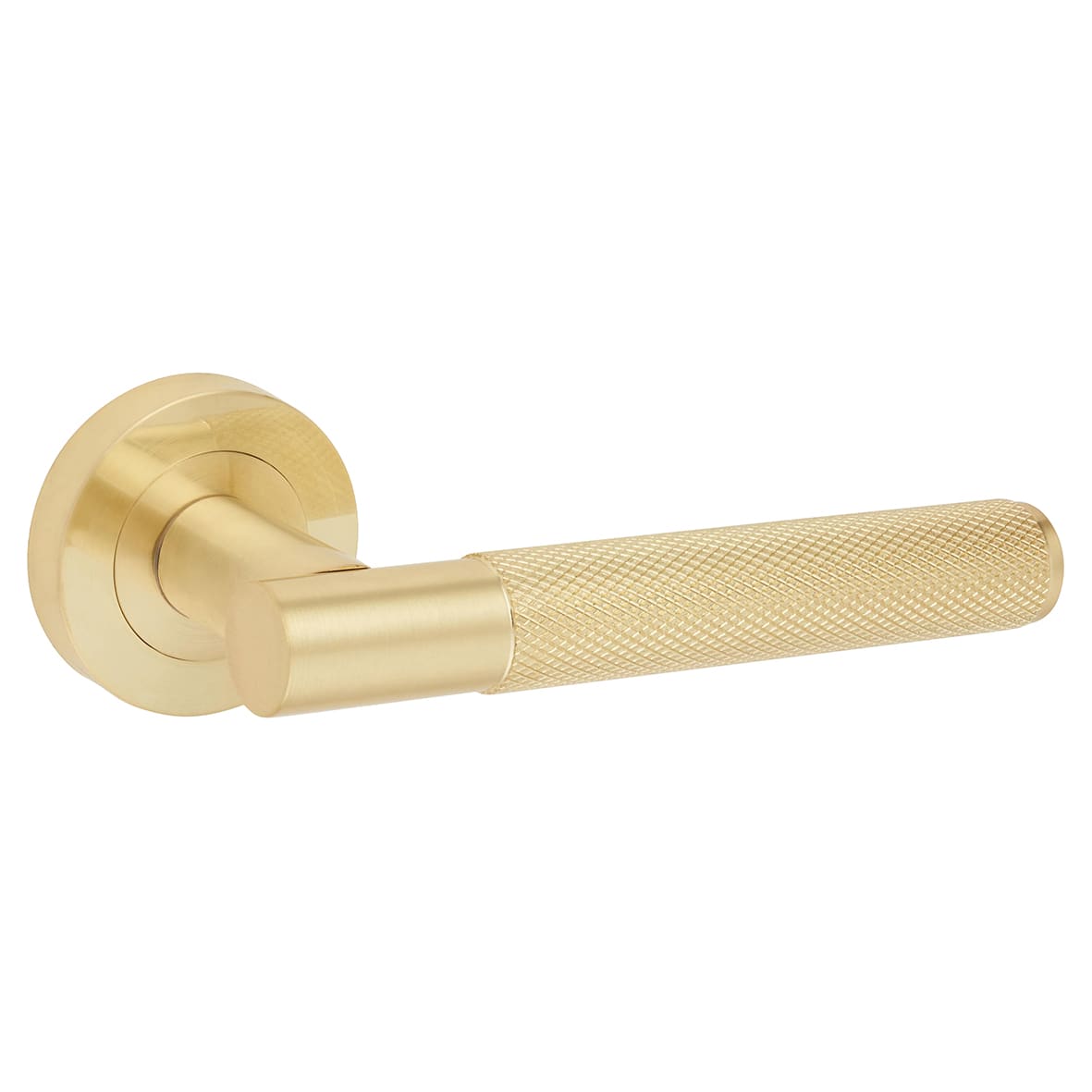 Brass Satin Brass Lagos Knurled Latch Door Handles on Rose Ultimate Pack - Lagos Range - view 3