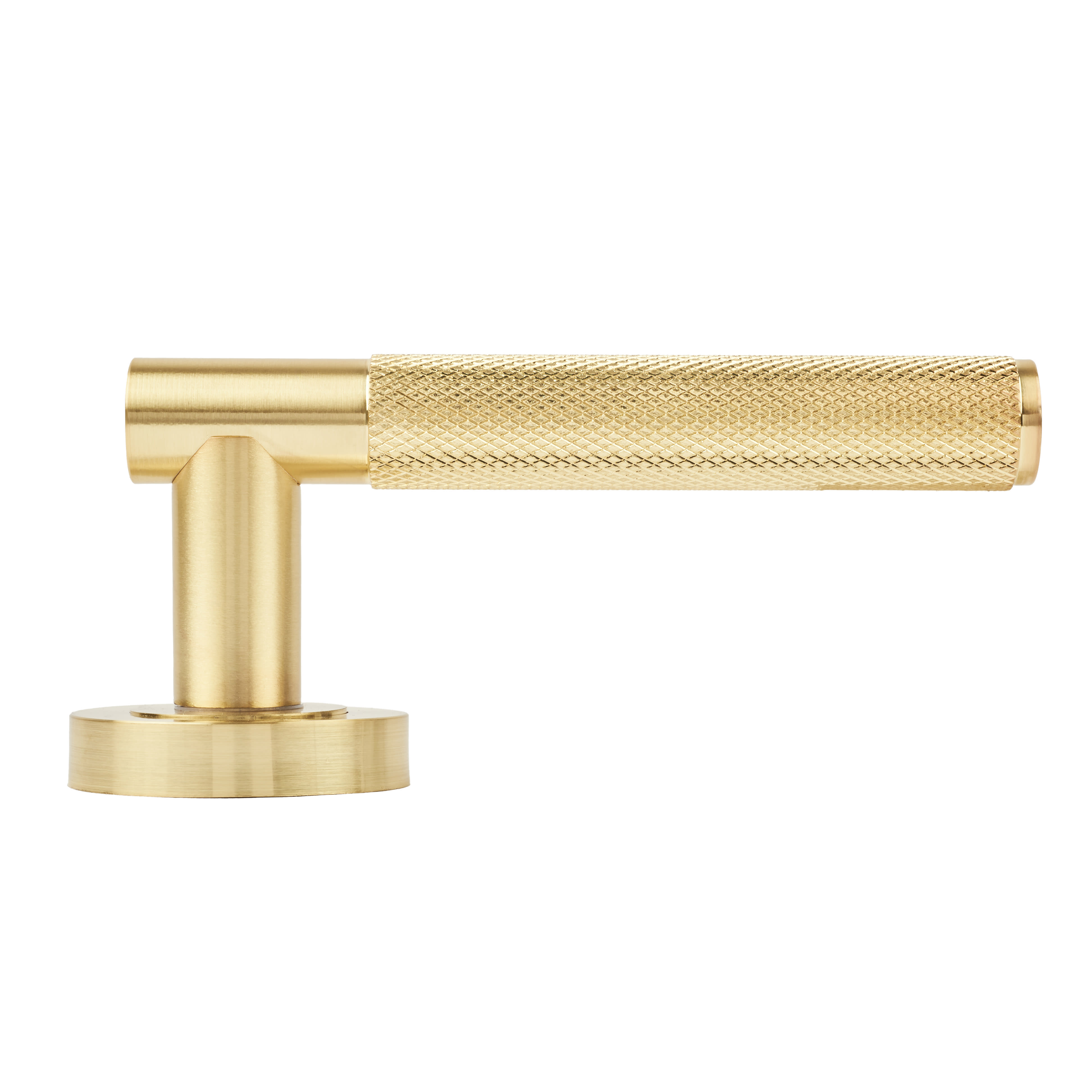 Brass Satin Brass Lagos Knurled Latch Door Handles on Rose Ultimate Pack - Lagos Range - view 6