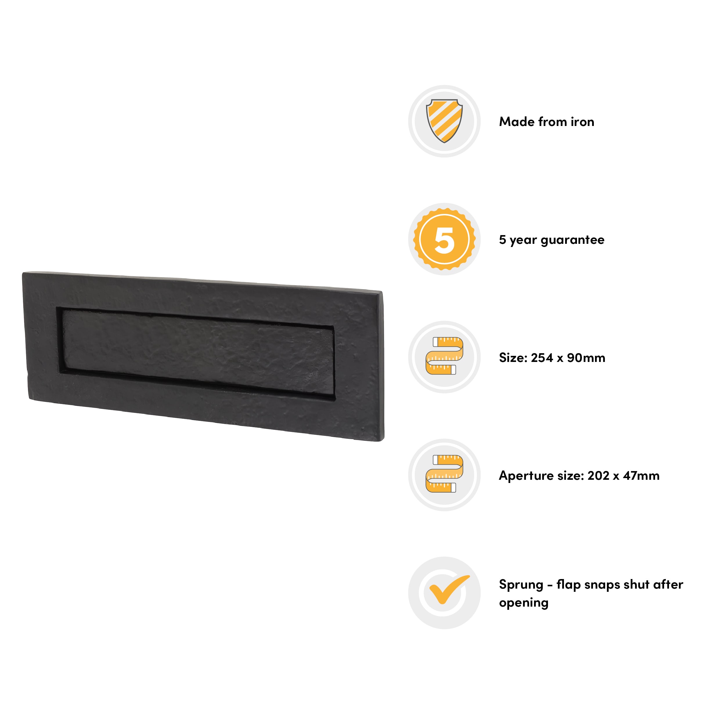 Plain Letter Plate - 254 x 90mm - Antique Black Iron - view 3