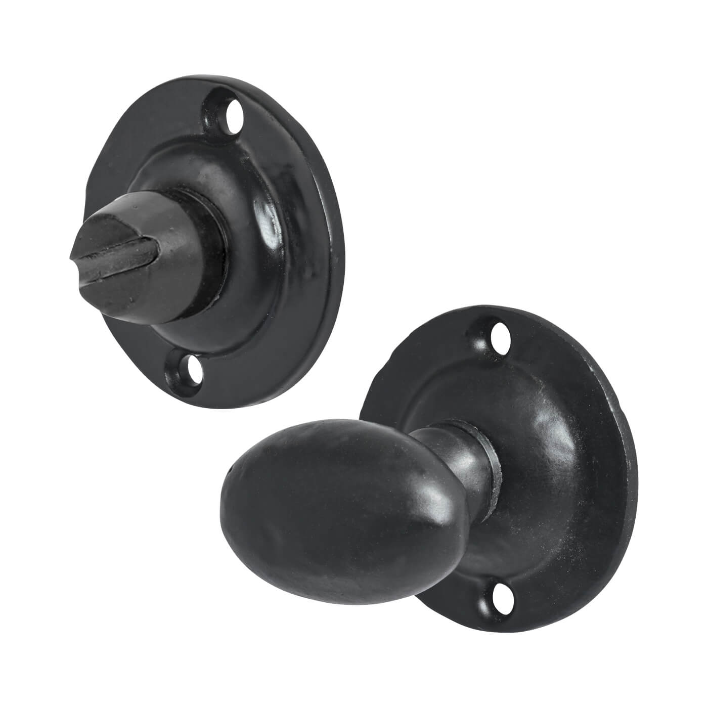 Oval Spline Thumbturn & Release - 40mm Diameter - Antique Black Iron - view 2