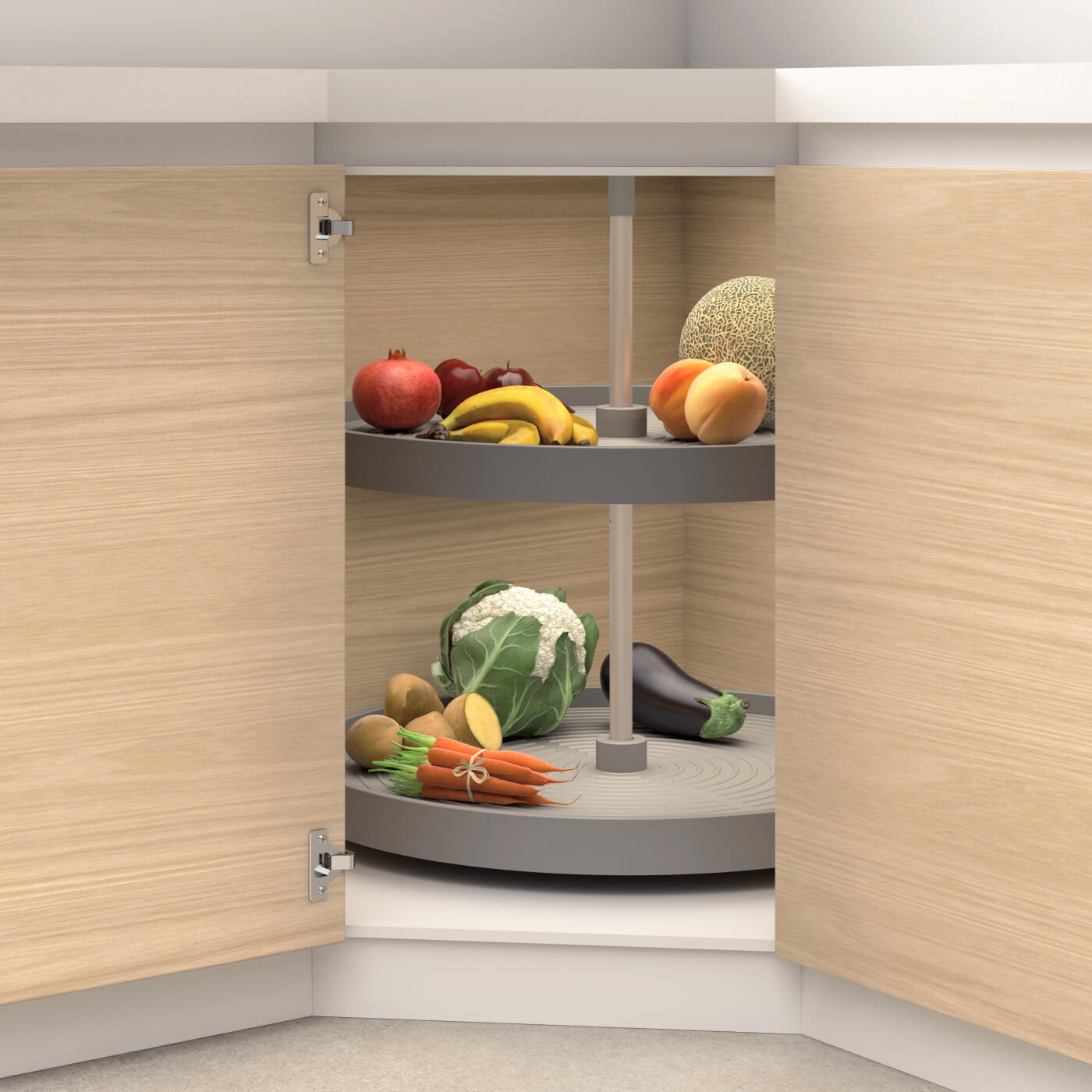 Full Tray Carousel Set - Cabinet Width 800mm - Grey Plastic - view 3