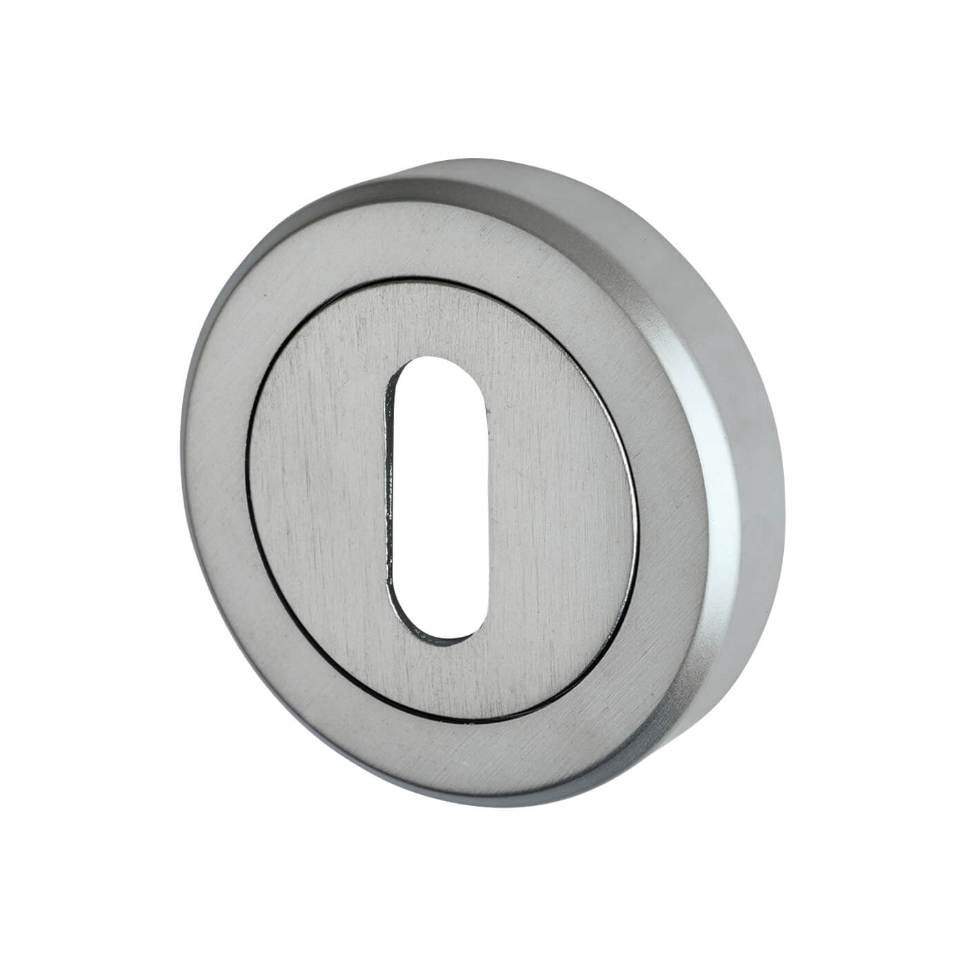 Brass Escutcheon - 50mm Diameter - Keyhole - Satin Chrome - view 2
