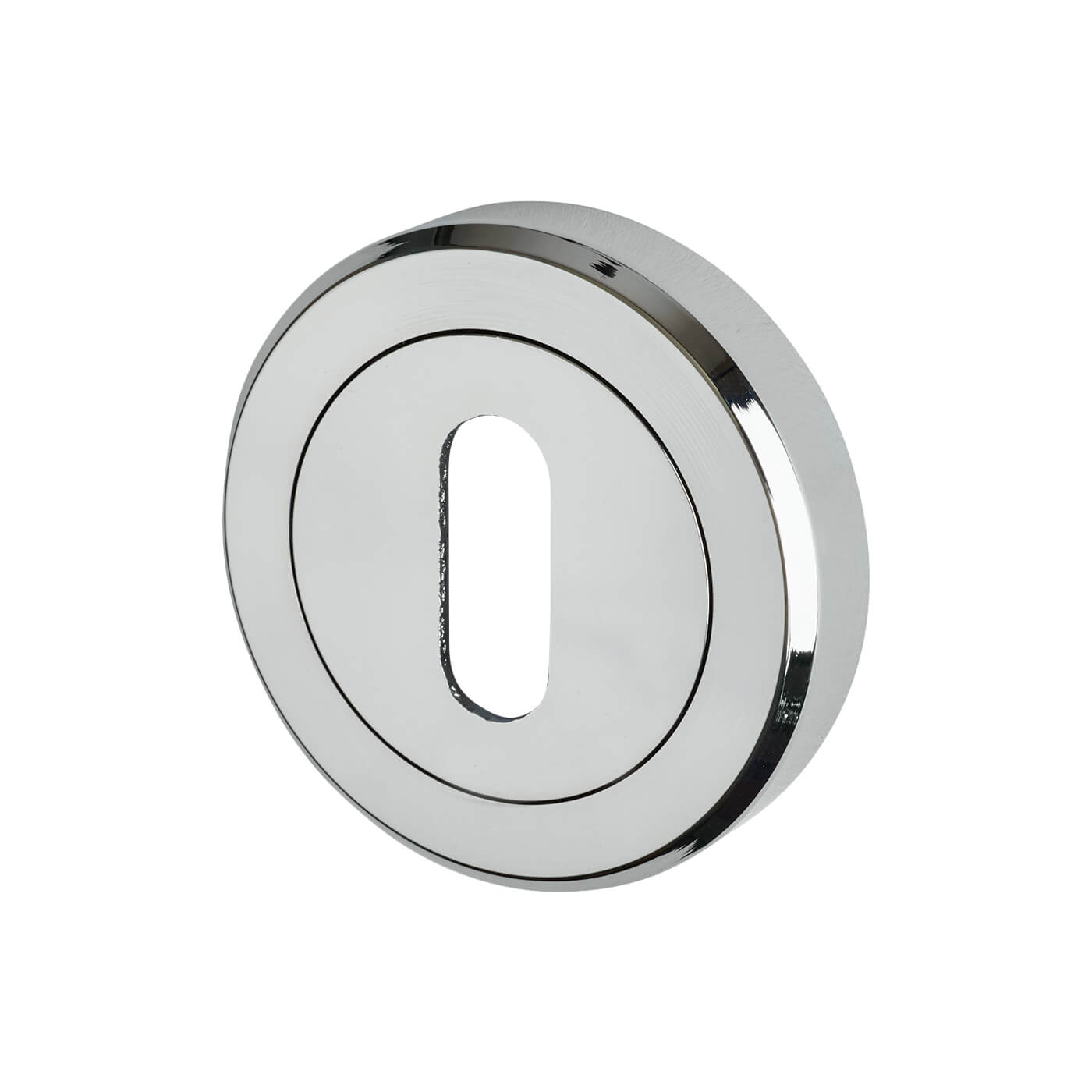 Brass Escutcheon - 50mm Diameter - Keyhole - Polished Chrome - view 2