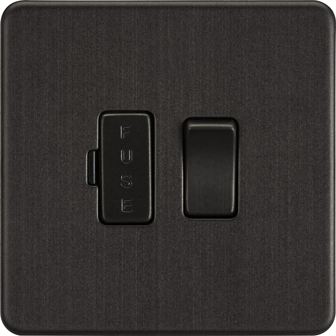 13A 1 Gang Screwless Flat Plate Switched Fused Spur - Smoked Bronze - view 4