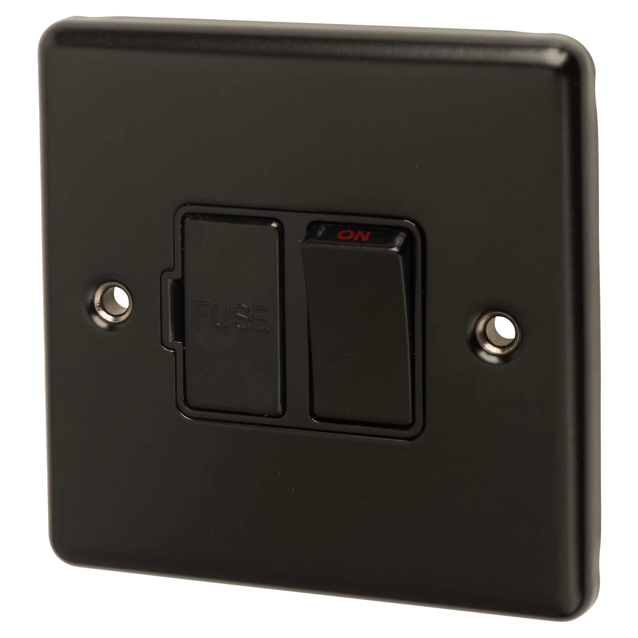 Enhance Decorative 13A 1 Gang DP Switched Fused Spur - Matt Black with Black Inserts - view 2