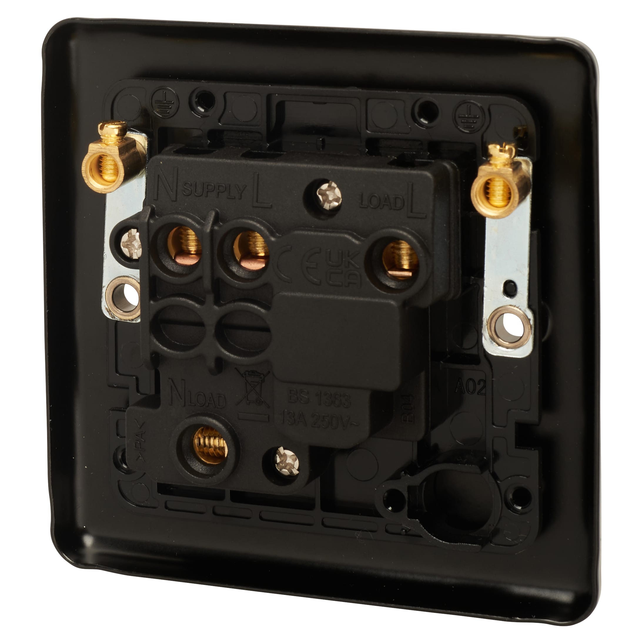 Enhance Decorative 13A 1 Gang DP Switched Fused Spur - Matt Black with Black Inserts - view 3