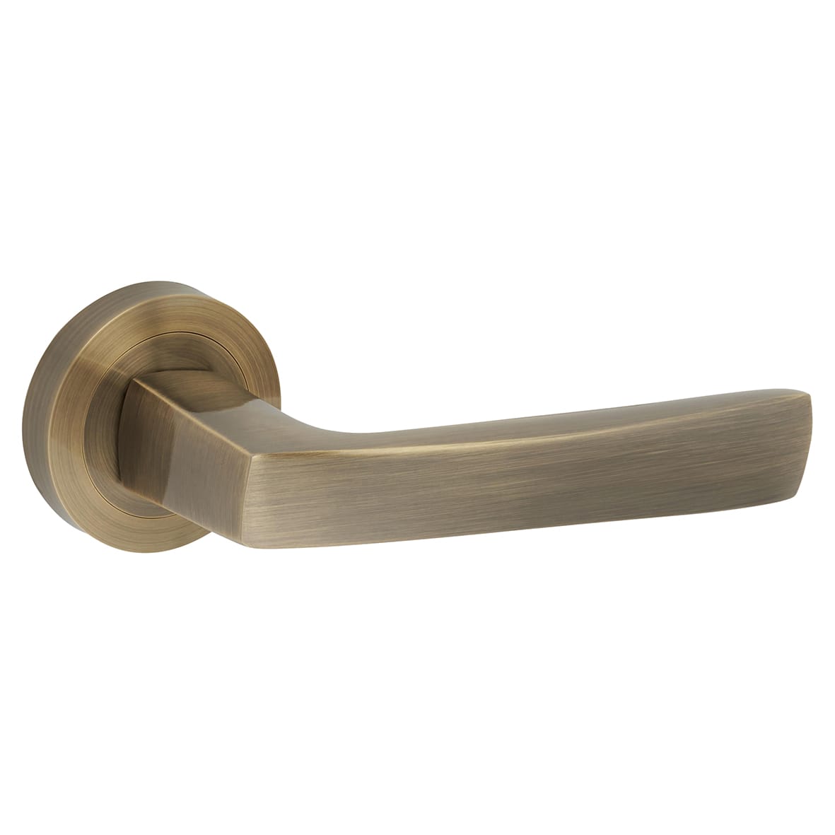 Antique Brass Door Handles on Round Rose - Ivy Range - view 2