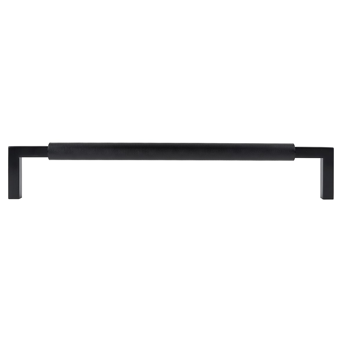 Matt Black 25mm Knurled D-Bar Door Pull Handle - Bolt Fix - 450mm Centres - view 3