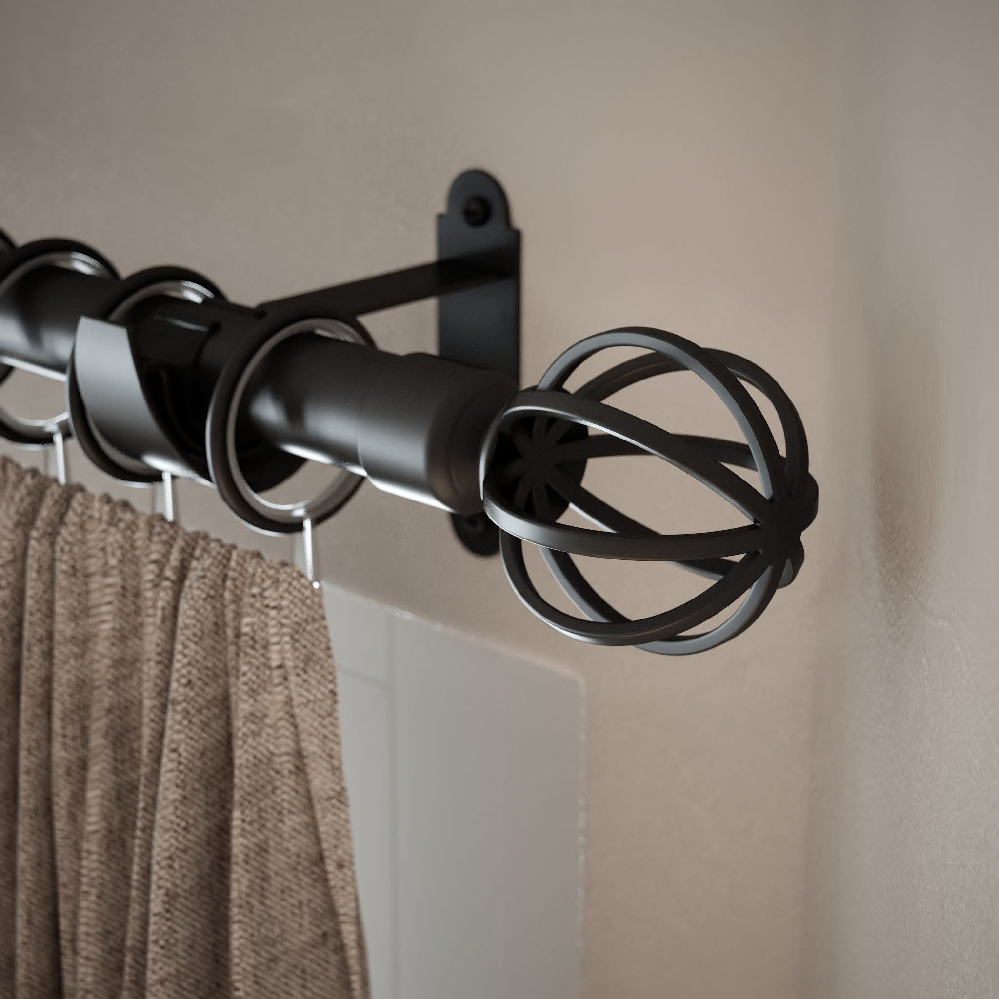 25mm Cage Orb Curtain Pole Finial - Matt Black - Pack of 2 - view 3