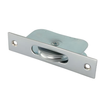 Square Axle Sash Window Pulley - 44mm Curved Metal Wheel - Satin Chrome - view 2