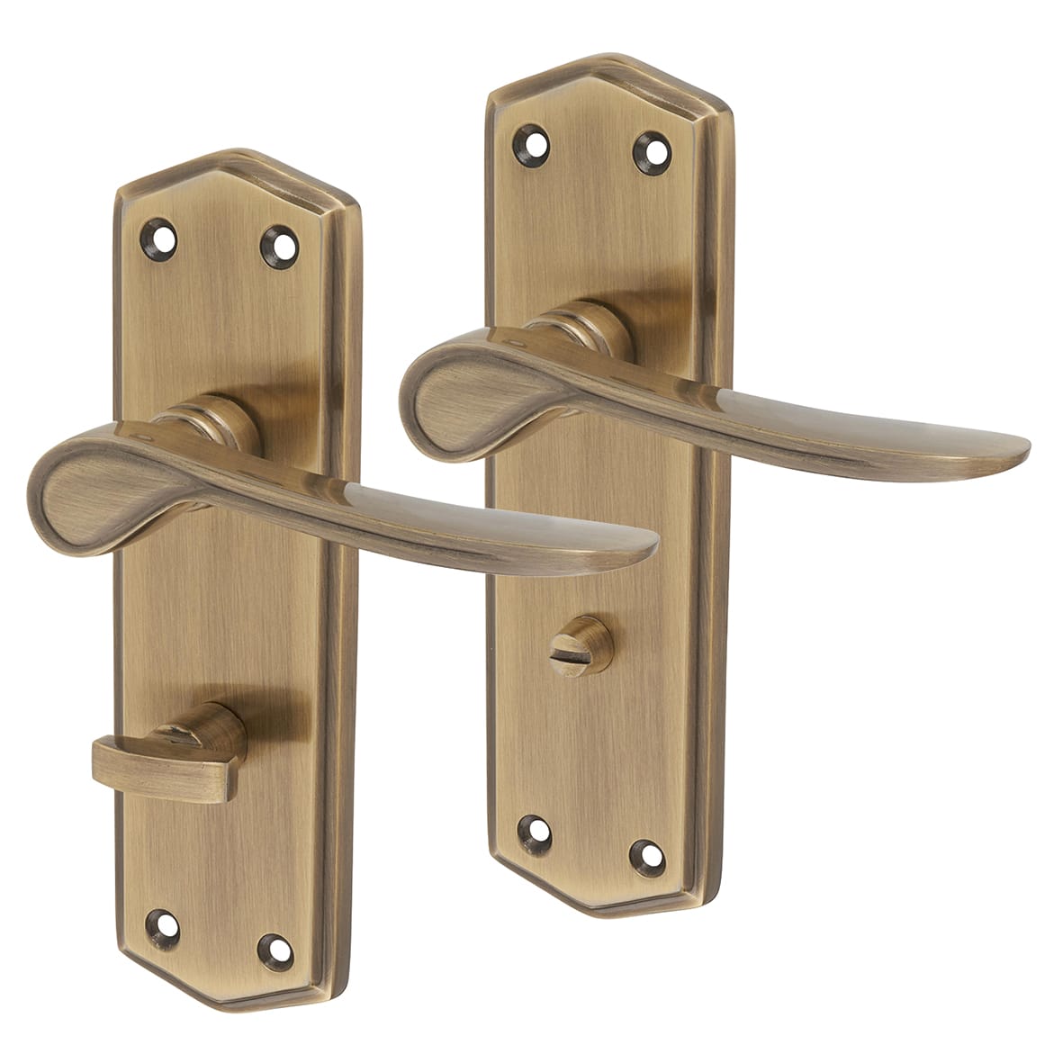 Antique Brass Bathroom Door Handles - Rome Range - 170 x 50mm - view 2
