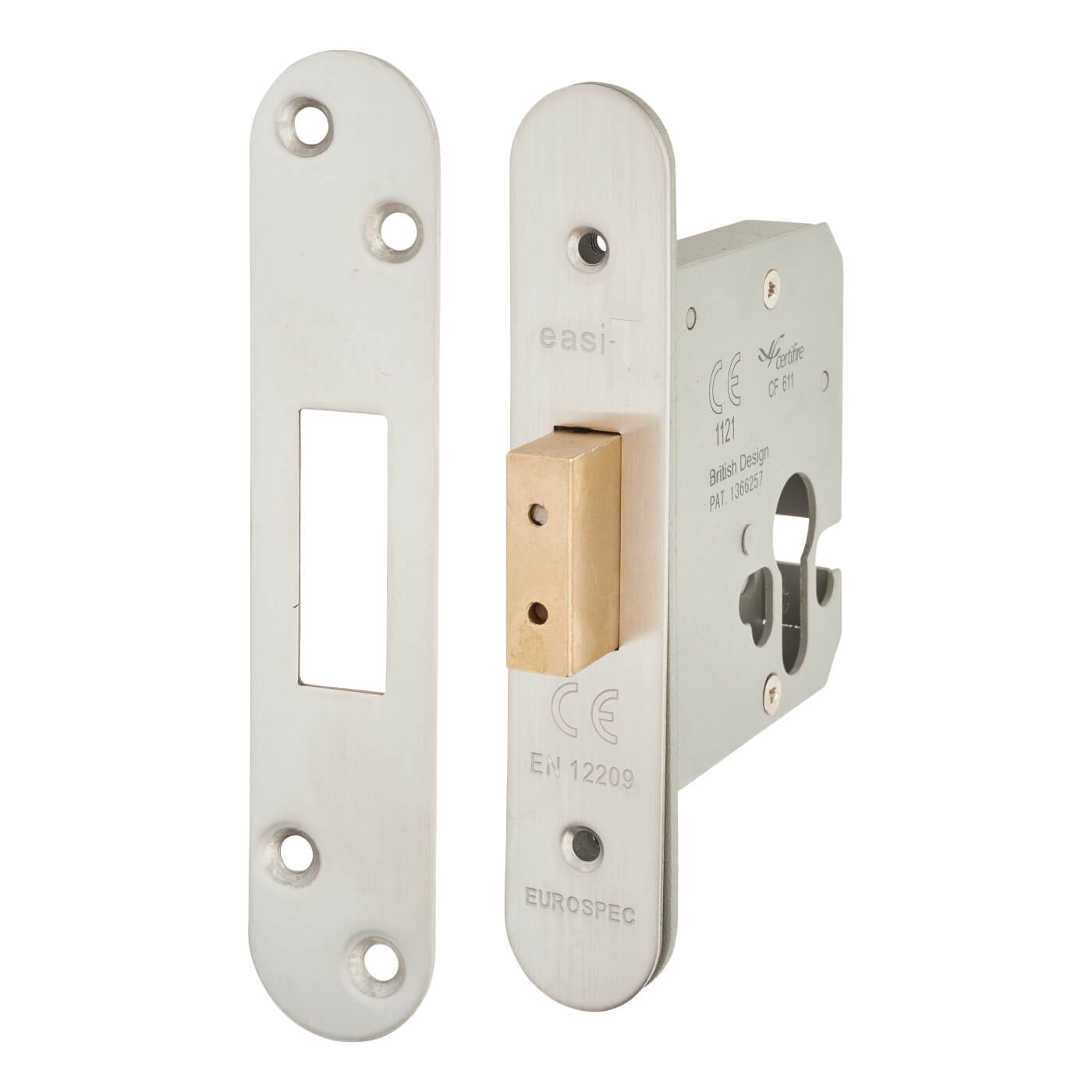 Architectural Euro Profile Deadlock - 78mm Case - 57mm Backset - Radius - Satin Stainless - view 2