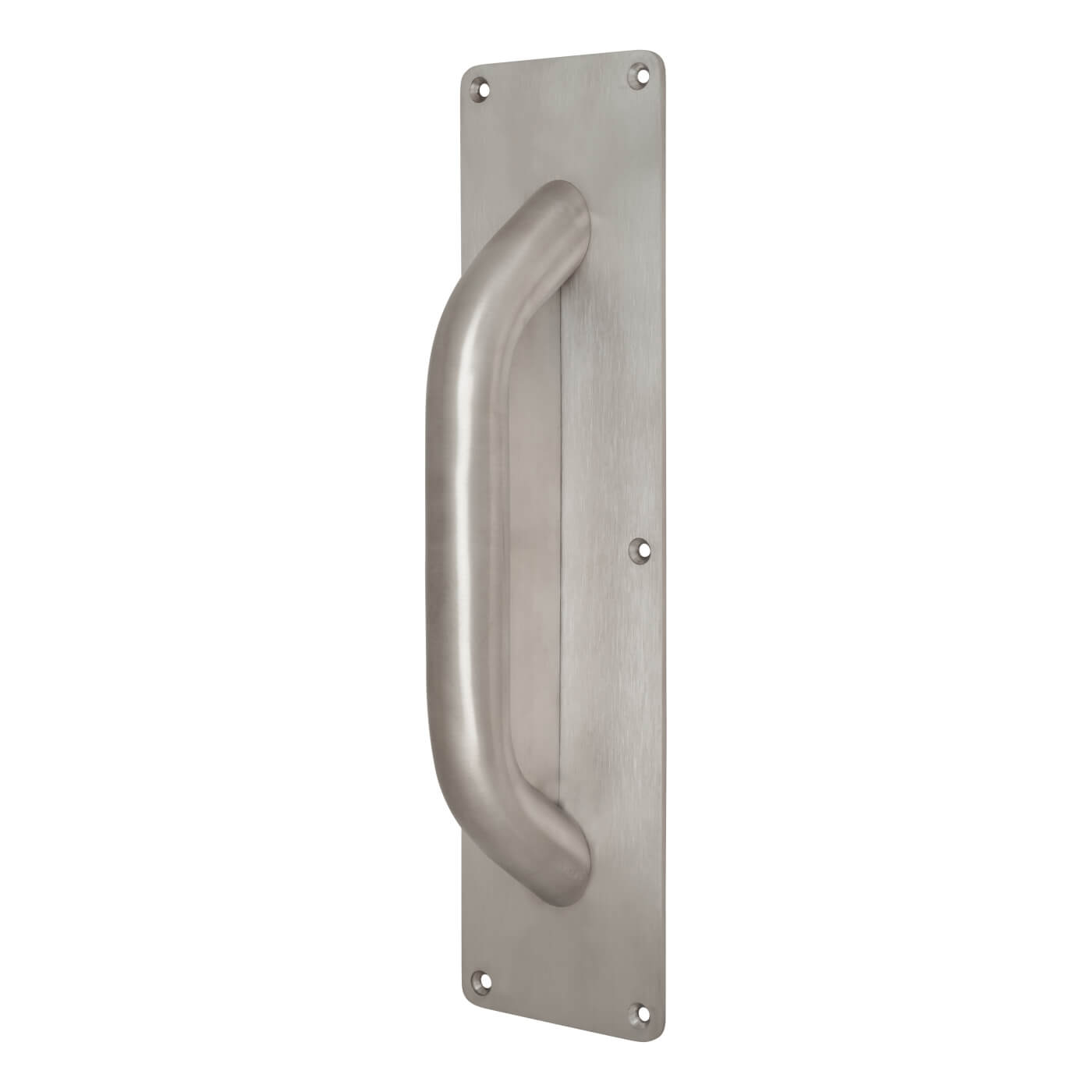 Satin Stainless Steel Anti-Ligature Infilled Door Pull Handle on Plate - Screw Fix - 300 x 75mm - view 2