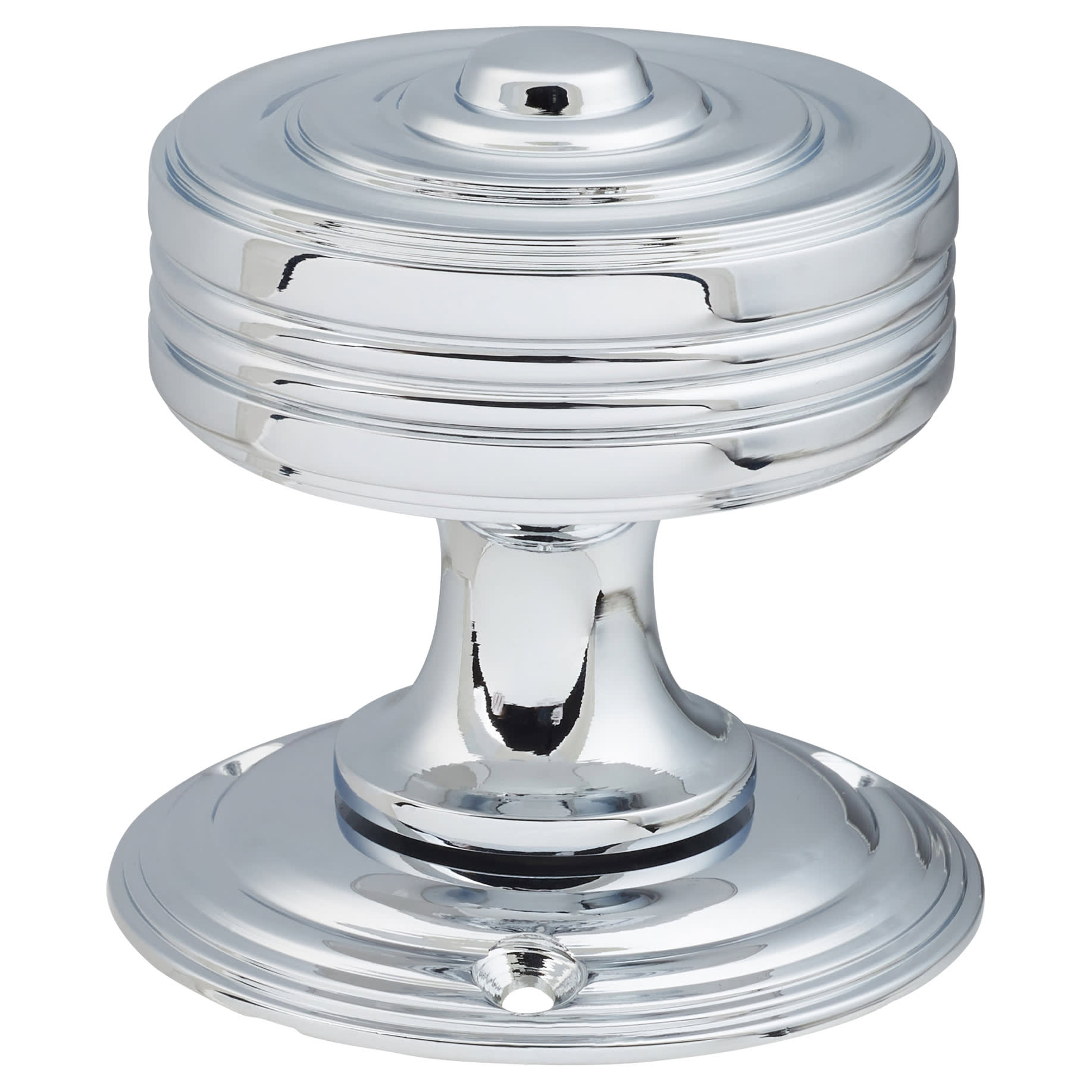 Polished Chrome Georgian Ringed Mortice Door Knob - 55mm Rose Diameter - view 2