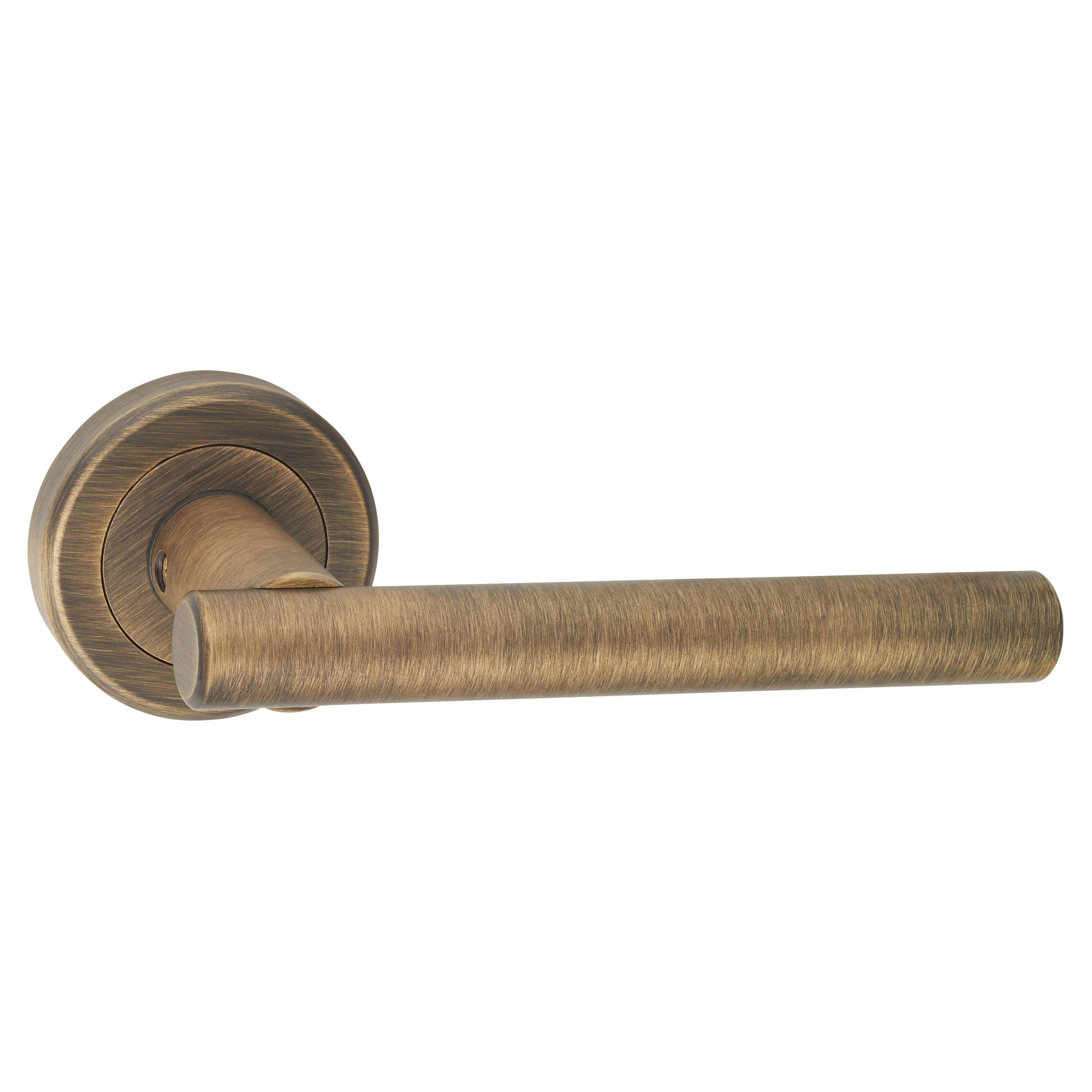 Brass Antique Brass Door Handles on Round Rose - Philadelphia Range - view 2