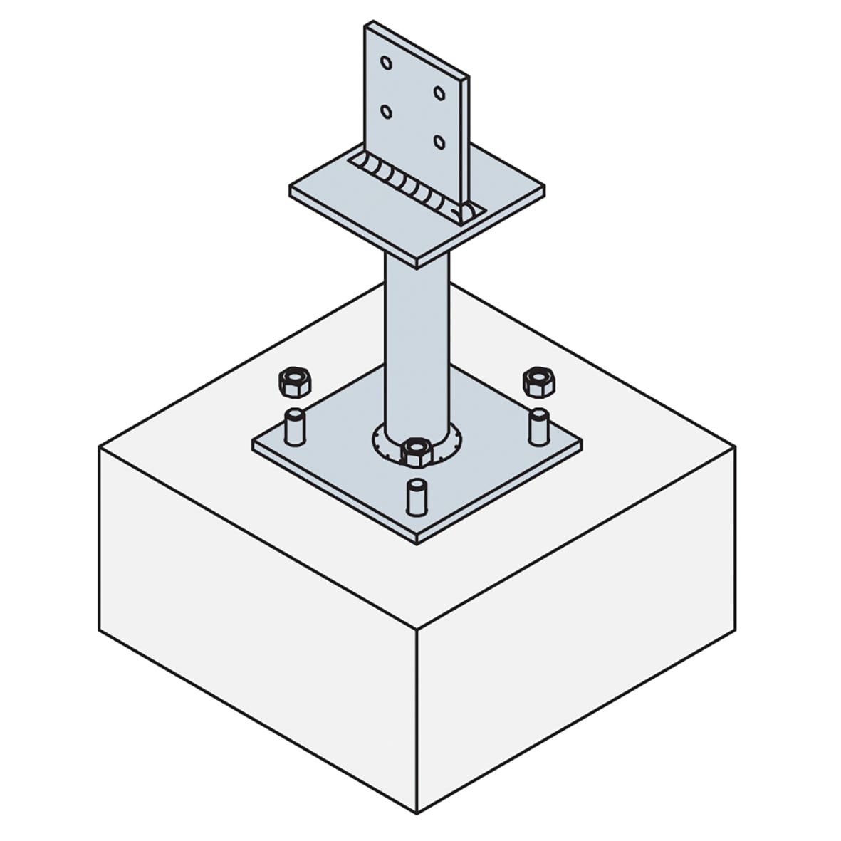 Heavy Duty Elevated Post Base for 120-200mm Posts - 216mm Height - view 3