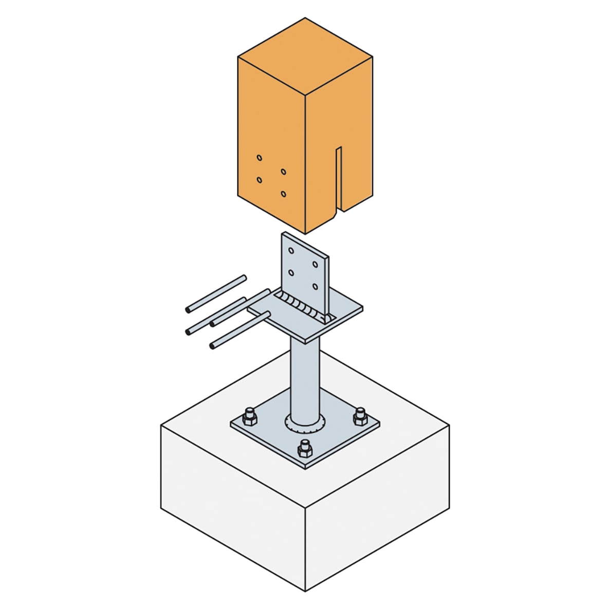 Heavy Duty Elevated Post Base for 120-200mm Posts - 216mm Height - view 4