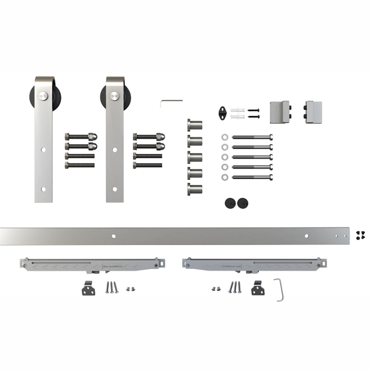 Barn Strap Sliding Door Gear - Top Mounted - 2000mm - 80kg Max Door Weight - Satin Stainless - view 2