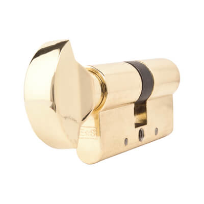 5 Pin 60mm Euro Thumbturn Cylinder - 30mm Turn + 30mm - Pol Brass - Keyed to Differ - view 3