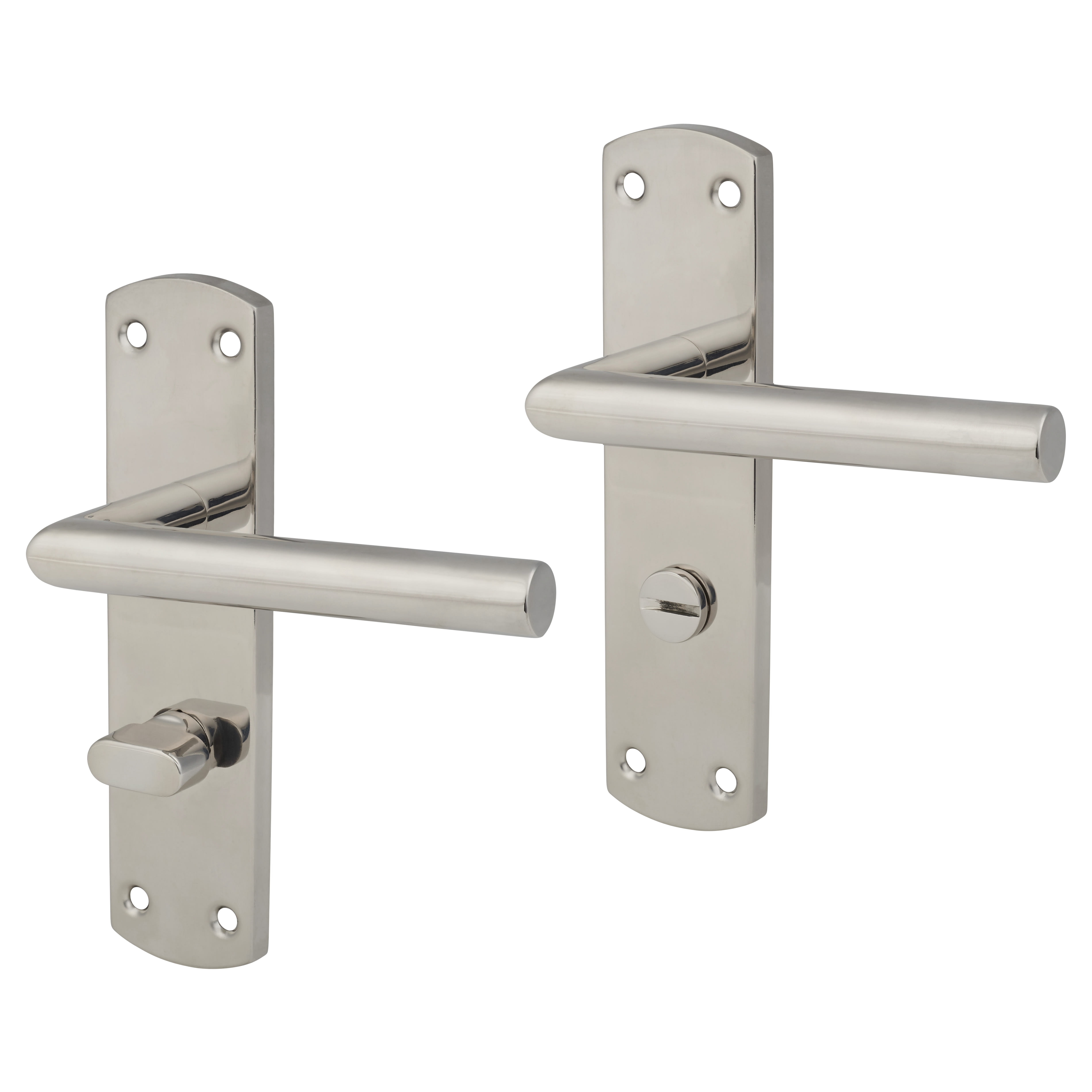 Polished Stainless Steel Mitred Bathroom Door Handles - 172 x 44mm - view 2
