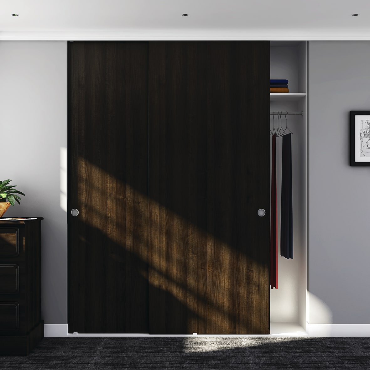 Double Wardrobe Top Sliding Door Kit - 2000mm Track - 30kg Max Door Weight - view 2