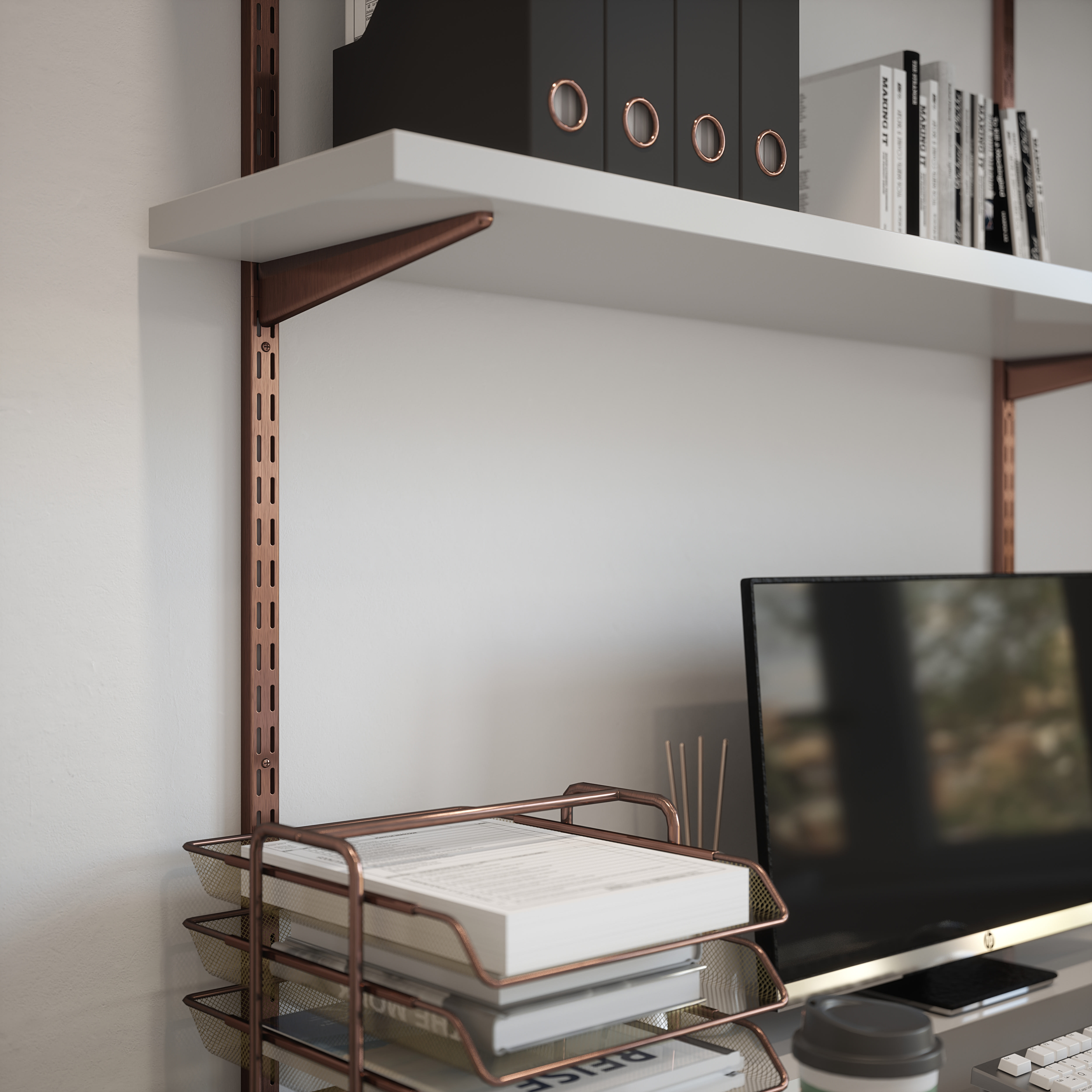 Twin Slot Shelf Bracket - 170mm Length - Antique Copper - view 3