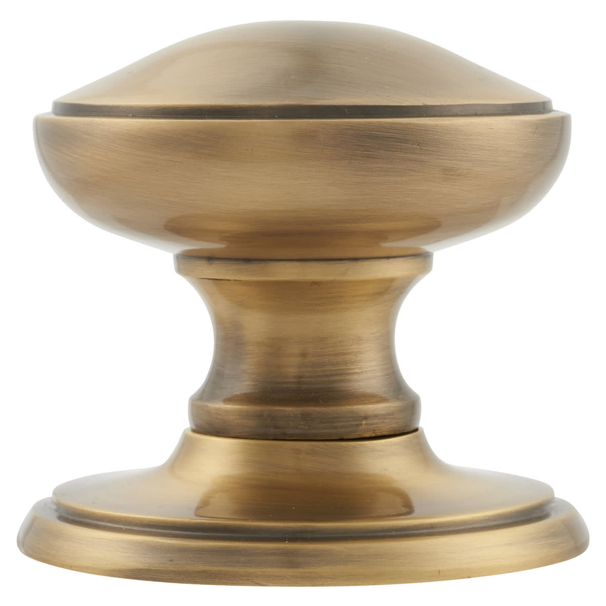 Antique Brass Round Centre Door Knob - 80mm Rose Diameter - view 2