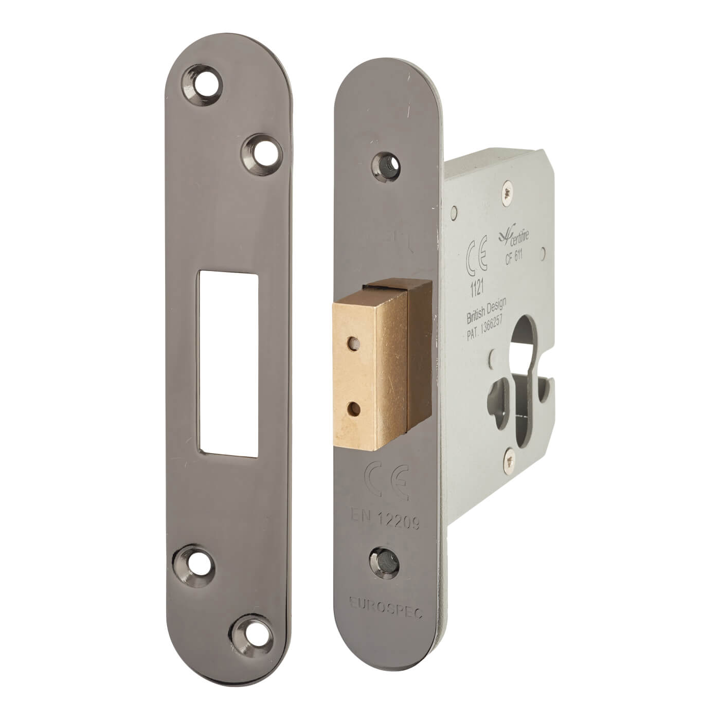 Architectural Euro Profile Deadlock - 78mm Case - 57mm Backset - Radius - Black Nickel - view 2