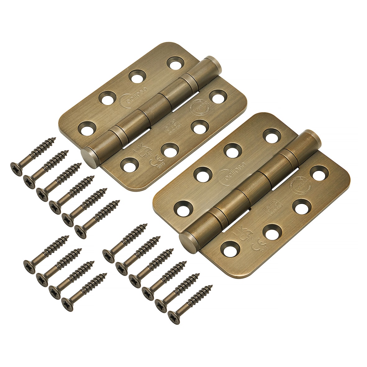 Radius Ball Bearing Grade 13 Butt Fire Door Hinge - 102 x 76 x 3mm - Matt Antique Brass - Pair - view 2