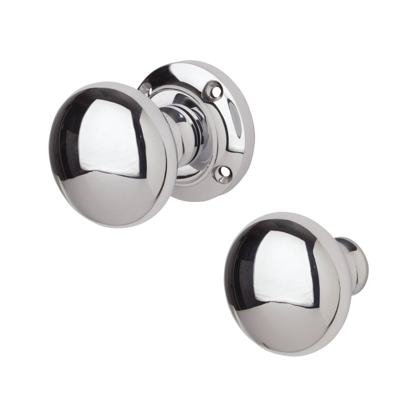 Polished Chrome Round Rim Door Knob - 56mm Rose Diameter - view 2