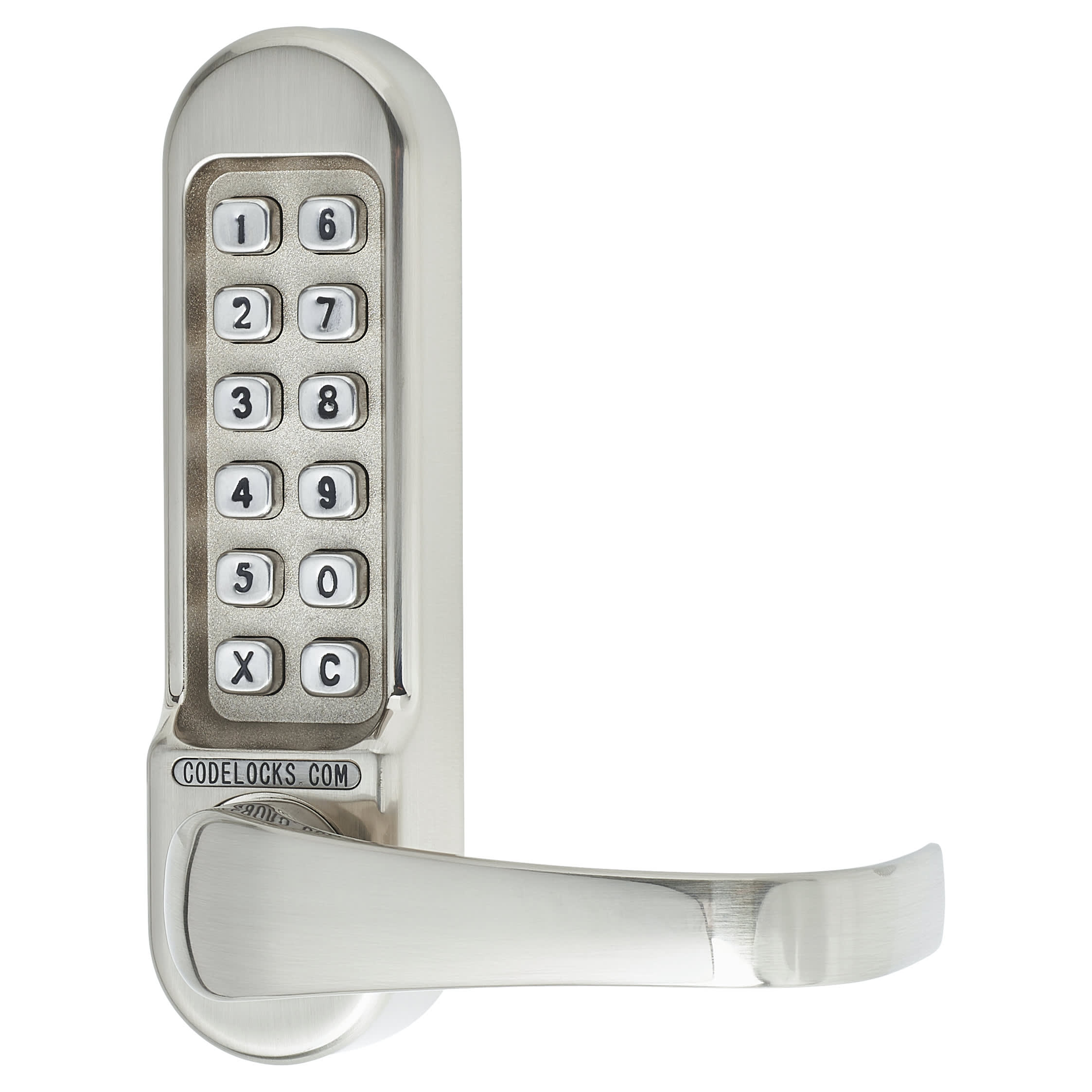 Panic Access Push Button Code Lock - Lever - Satin Chrome - view 2