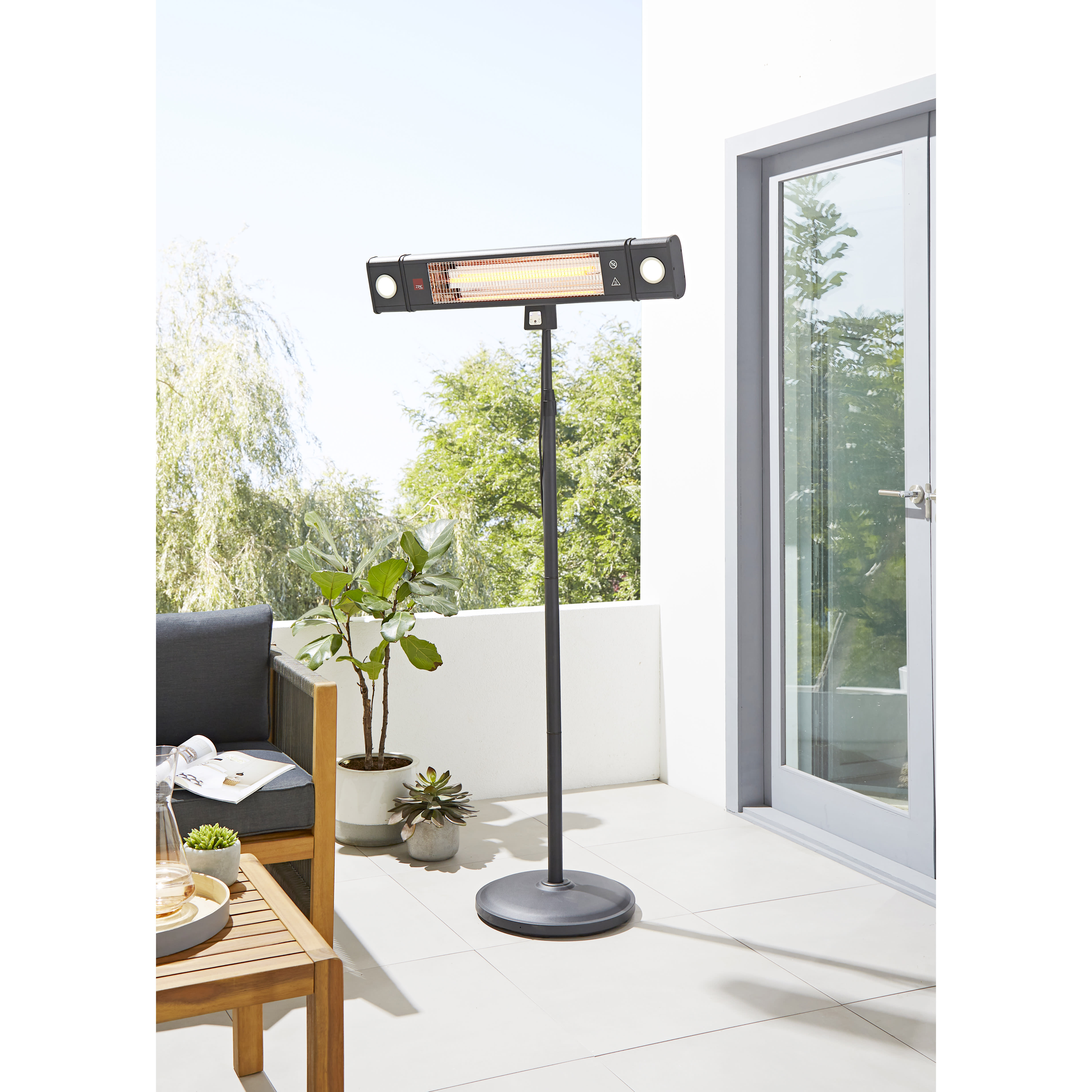 Forum Zink Blaze IP44 Wall Mounted Patio Heater with LED Lights and Remote Control - 1800W - view 4