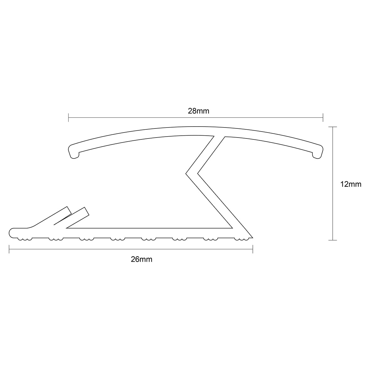 M130 Regency Designer Z Section Door Bar Trim - 900mm Length - Champagne - view 3