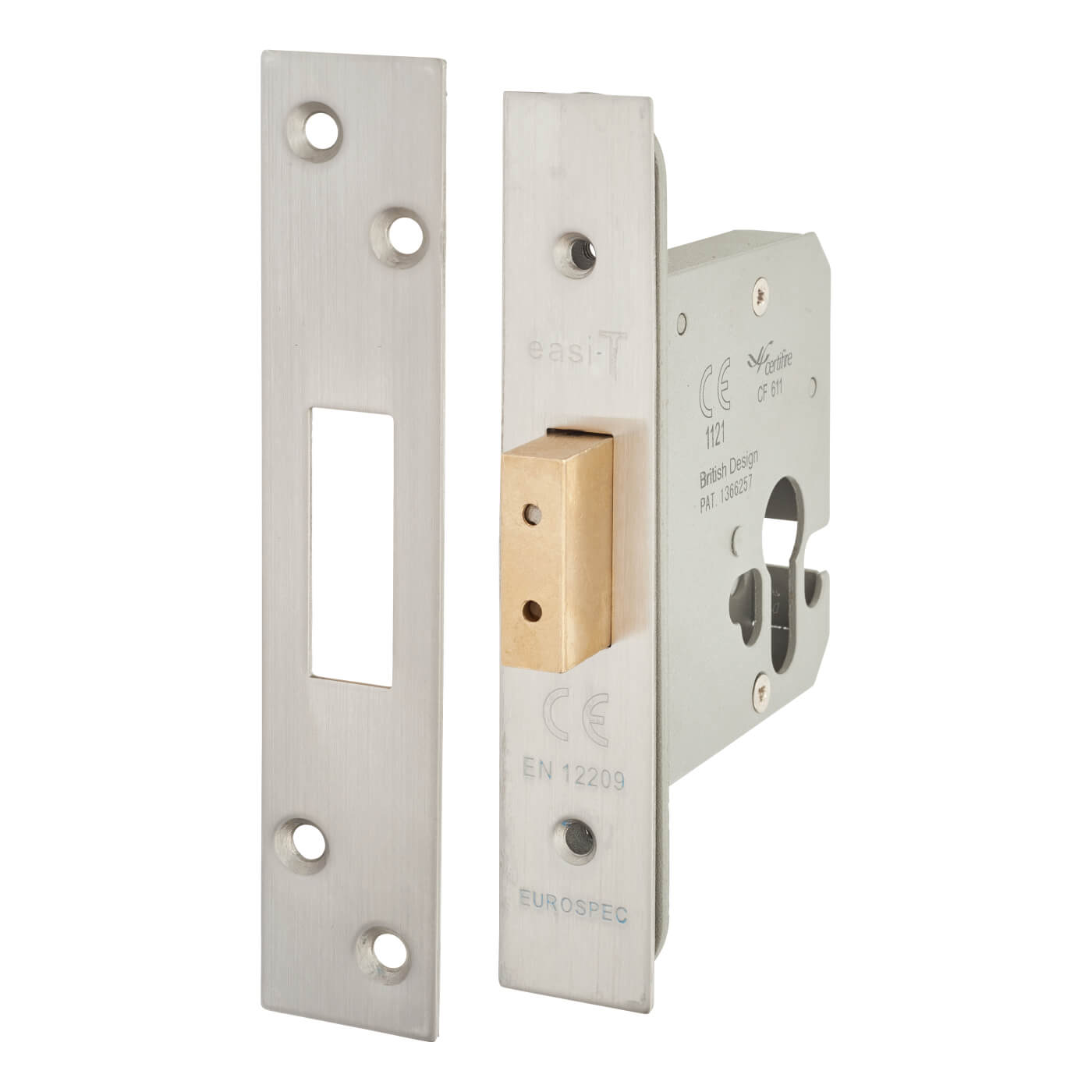Architectural Euro Profile Deadlock - 78mm Case - 57mm Backset - Satin Stainless Steel - view 2