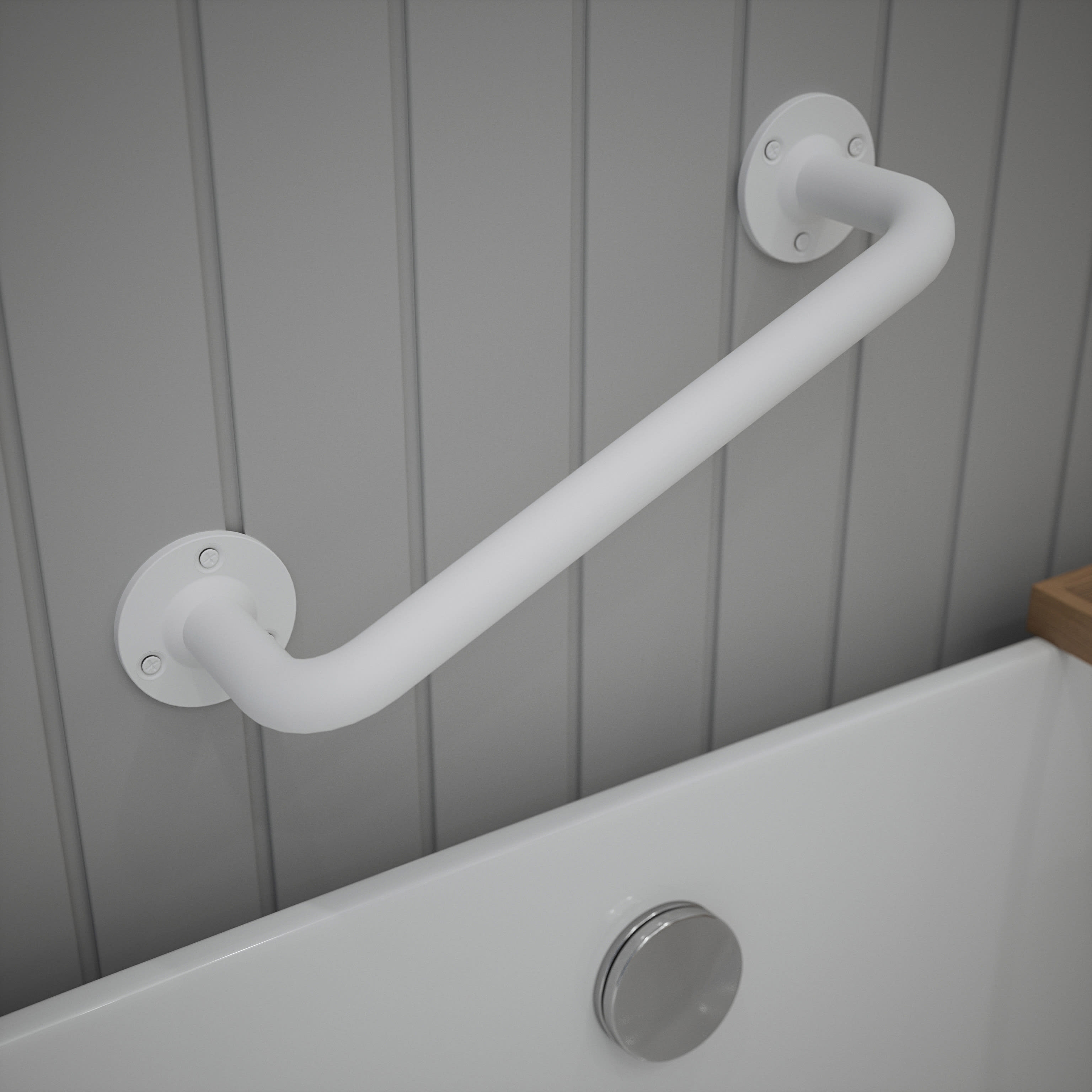 25mm Steel Grab Rail - 305mm Length - Matt White - view 2