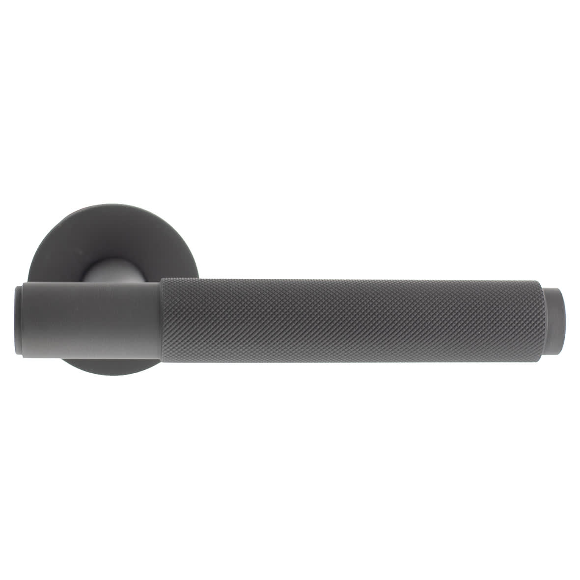 Millhouse Brass Crompton Knurled Door Handle on Rose - Urban Dark Bronze - view 2