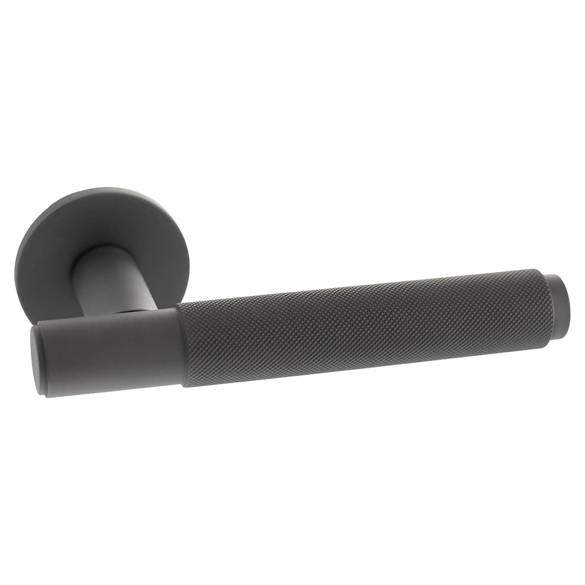 Millhouse Brass Crompton Knurled Door Handle on Rose - Urban Dark Bronze - view 4