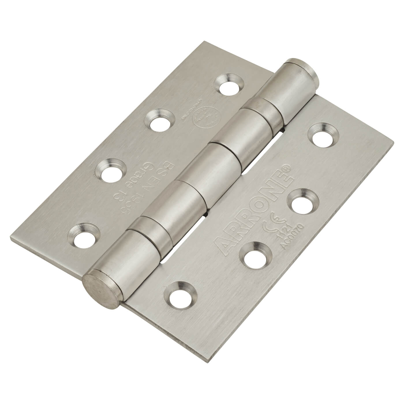 Twin Ball Bearing Butt Fire Door Hinge - 102 x 76 x 3mm - 201 Satin Stainless - Pair - view 2