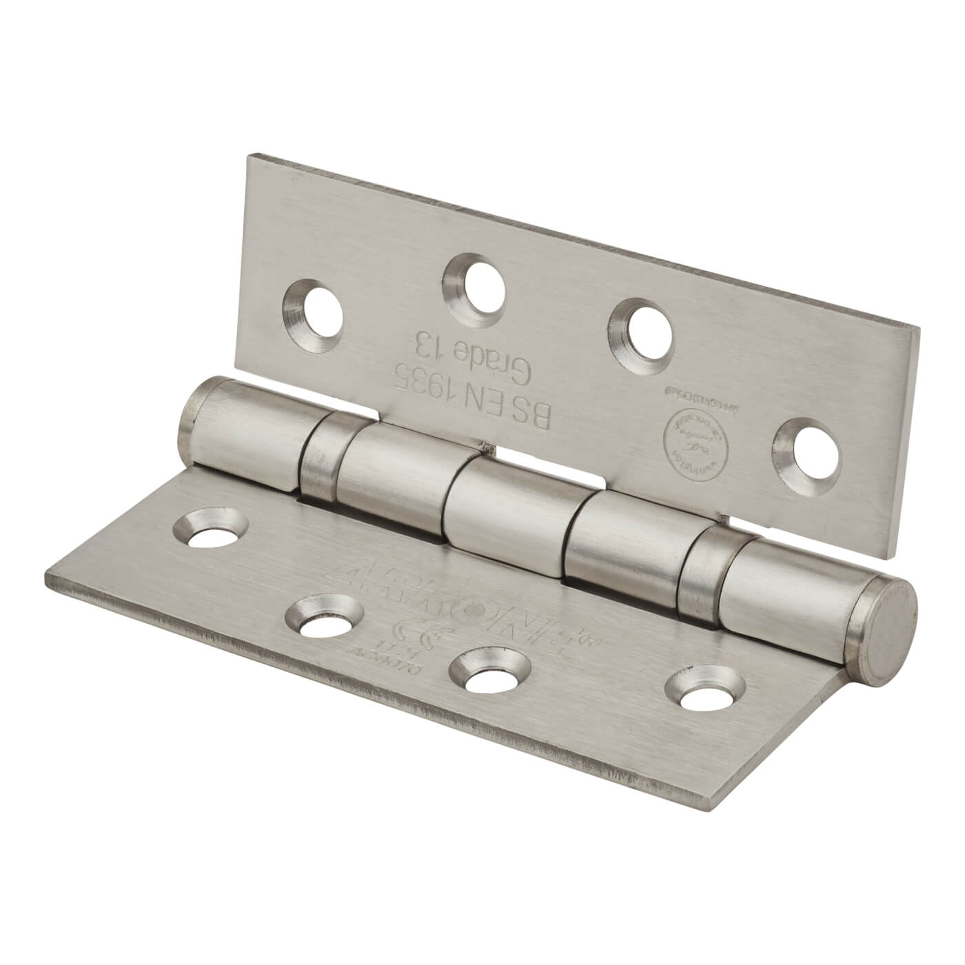 Twin Ball Bearing Butt Fire Door Hinge - 102 x 76 x 3mm - 201 Satin Stainless - Pair - view 3