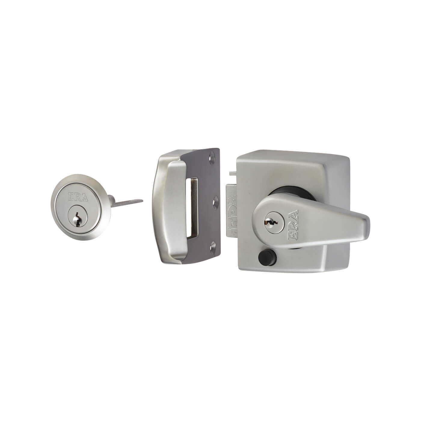 Double Locking Nightlatch - 40mm Backset - Satin Chrome Case/Cylinder - view 2