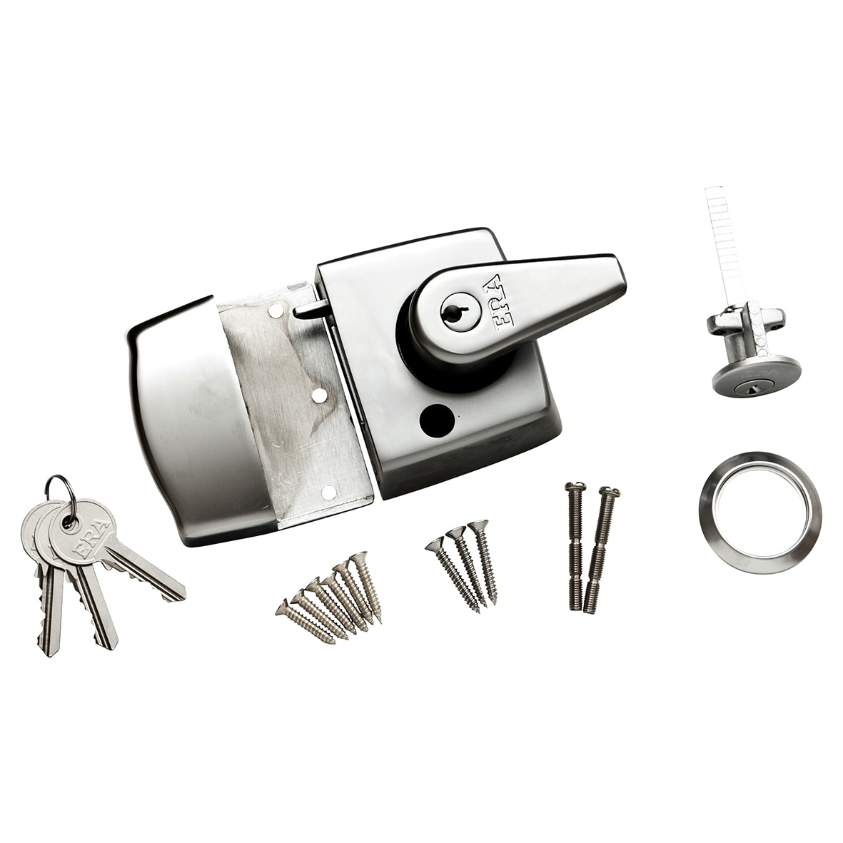 Double Locking Nightlatch - 40mm Backset - Satin Chrome Case/Cylinder - view 3